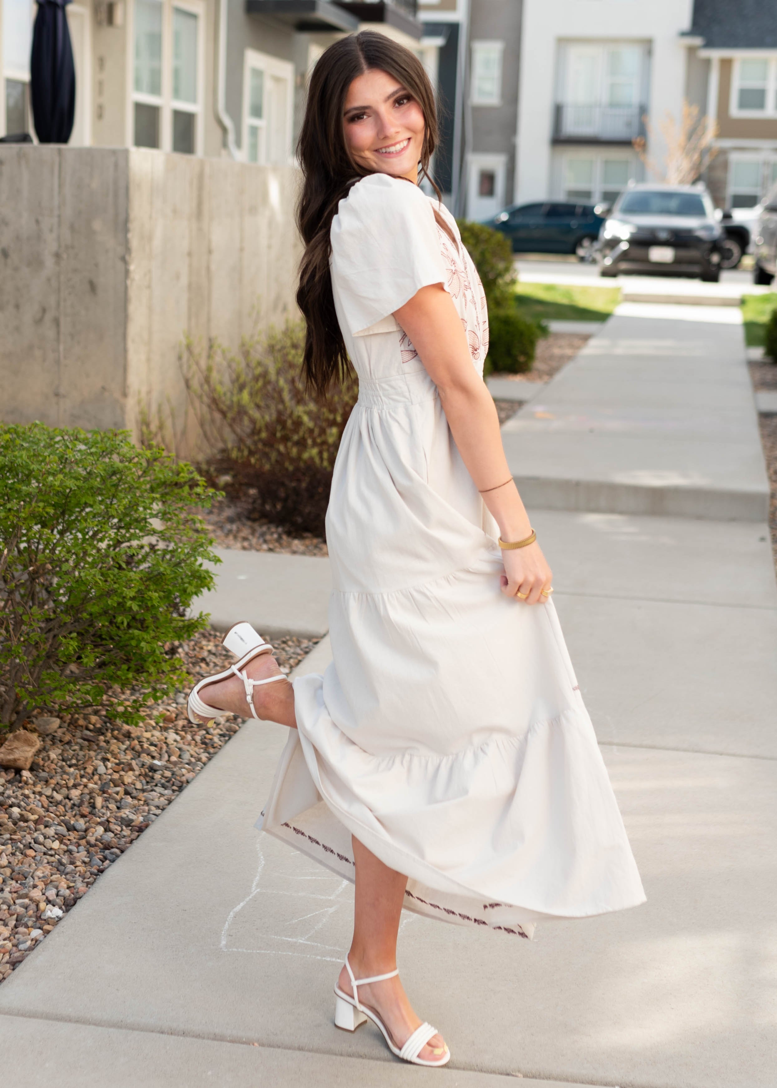 Cecilia Natural Embroidered Dress