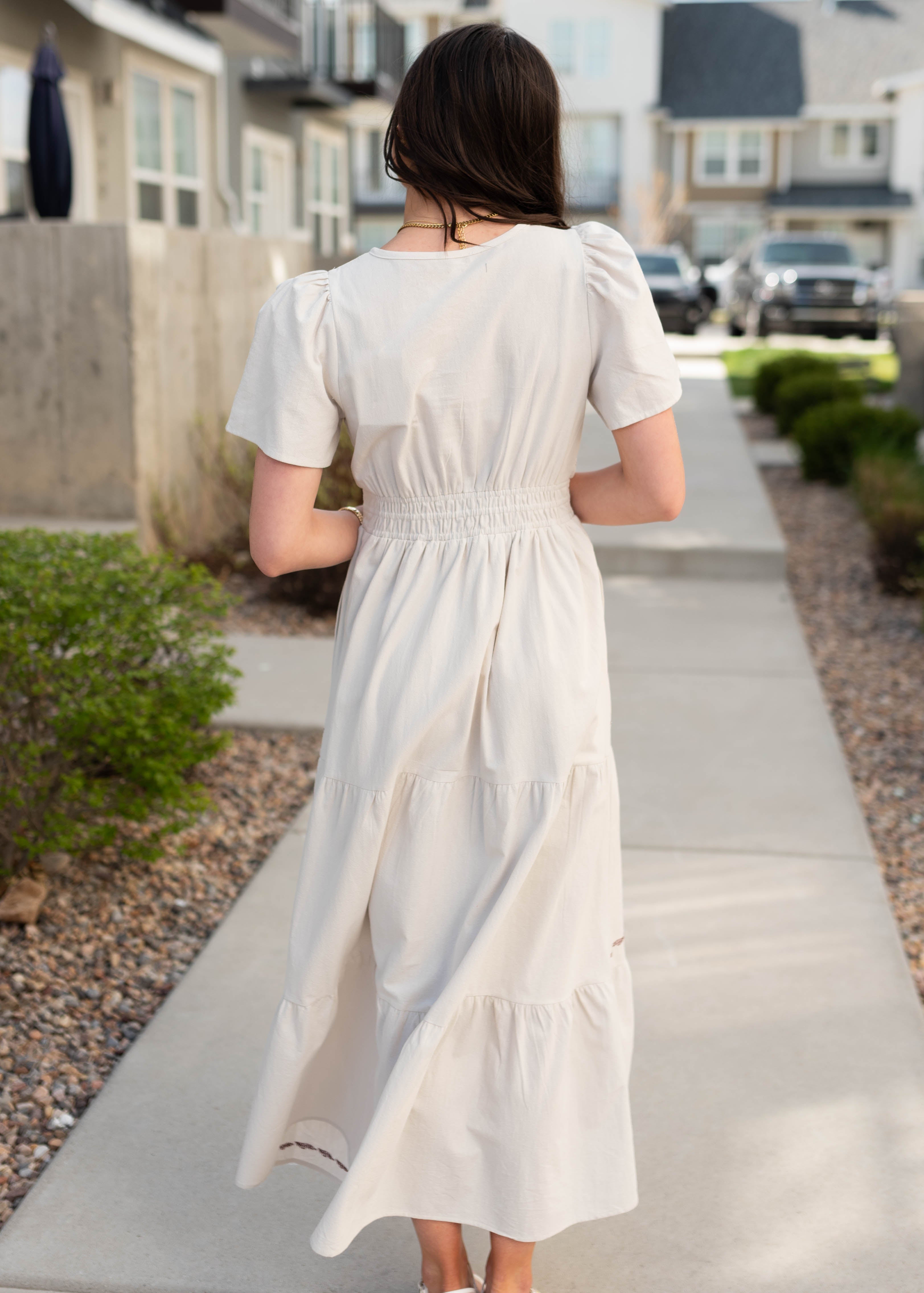 Cecilia Natural Embroidered Dress