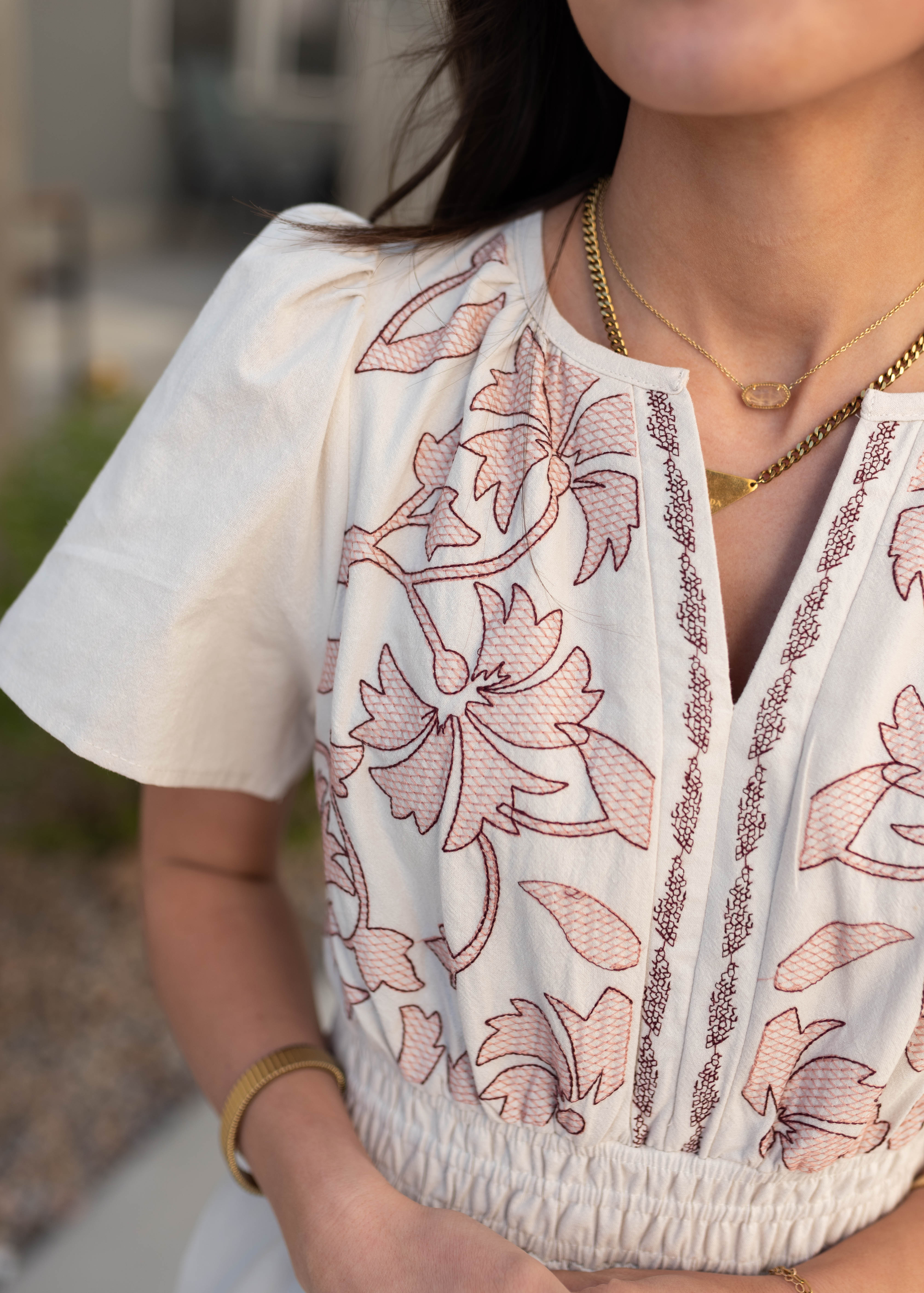 Cecilia Natural Embroidered Dress