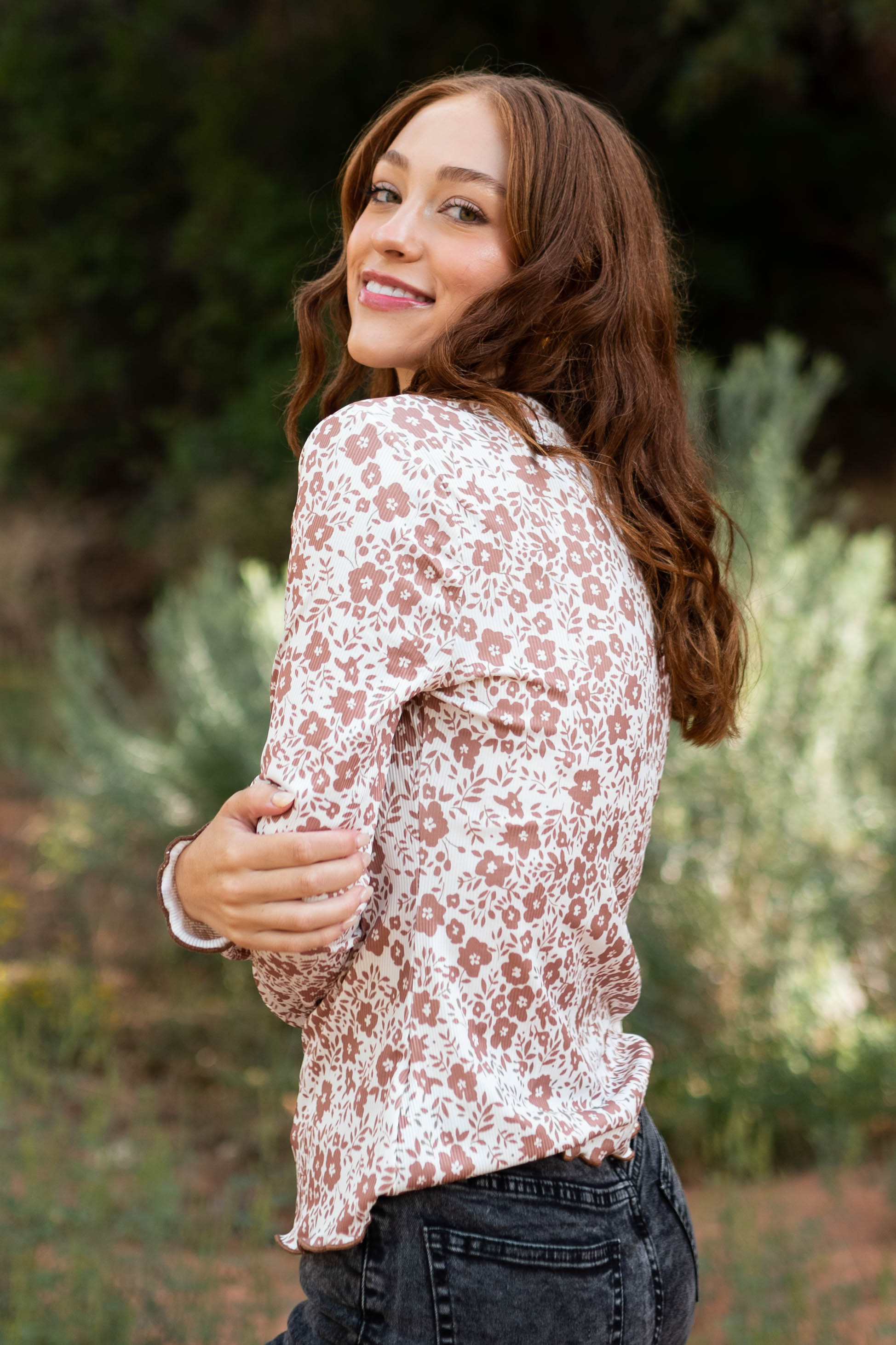 Celina Brown Floral Top