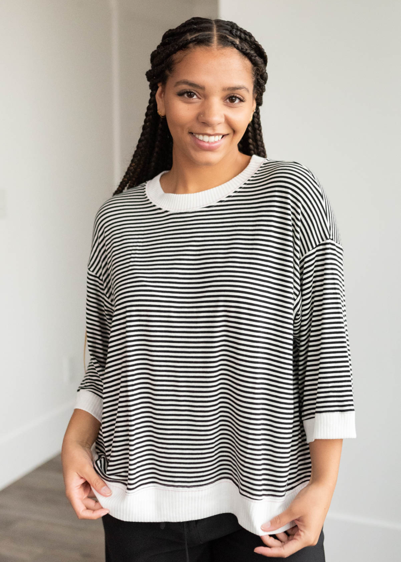 Charlee Black Stripe Top