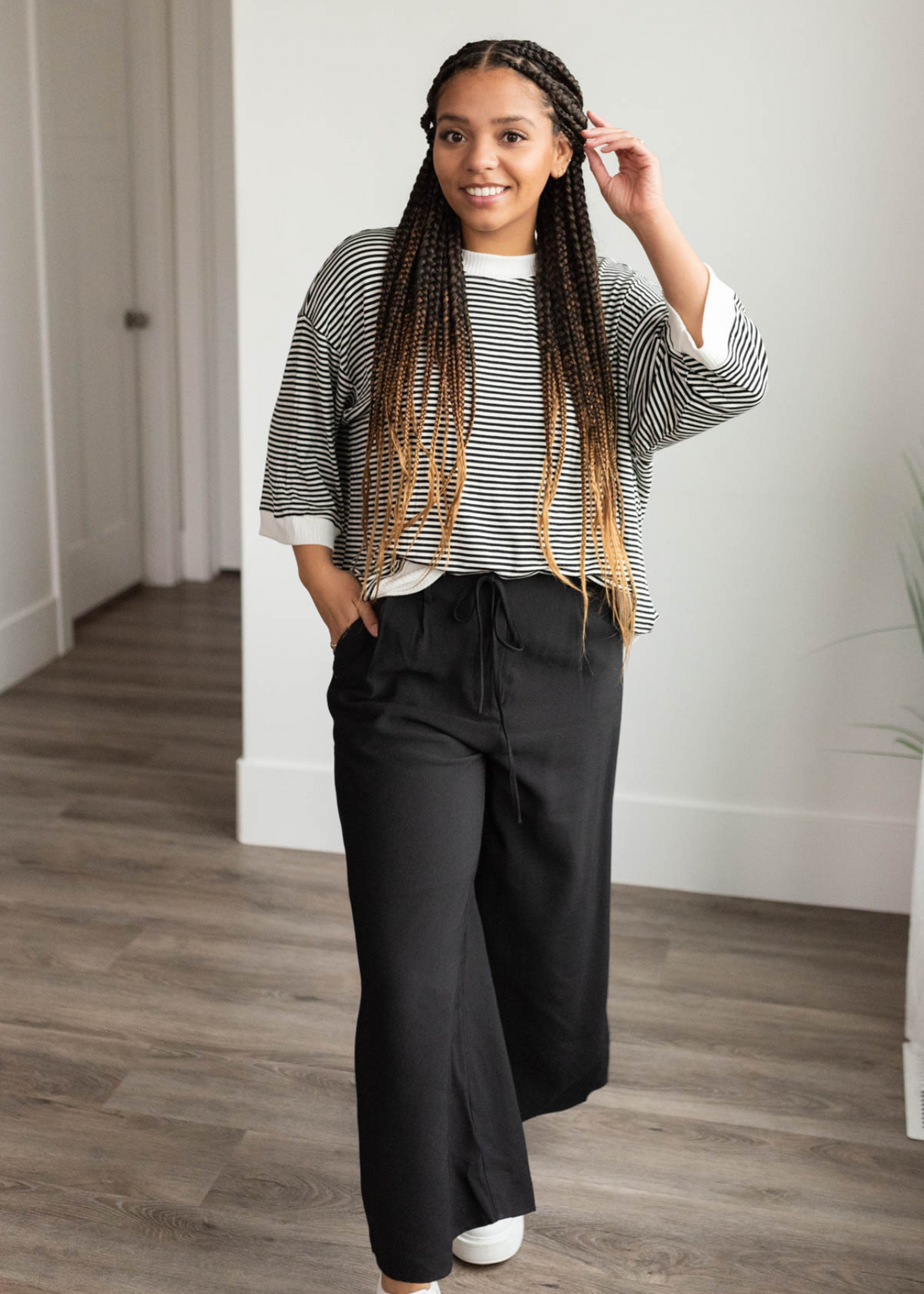 Charlee Black Stripe Top