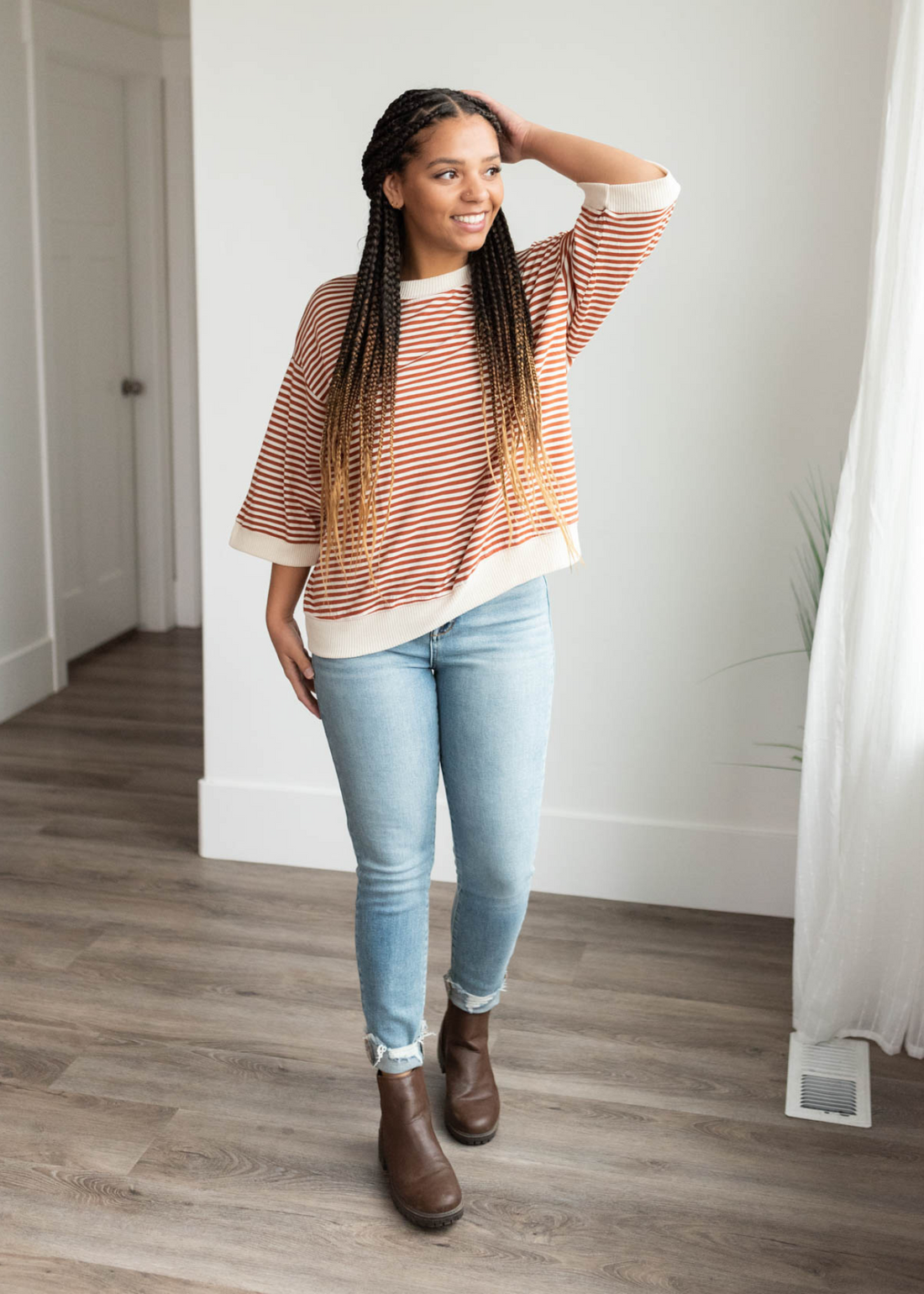 Charlee Rust Stripe Top