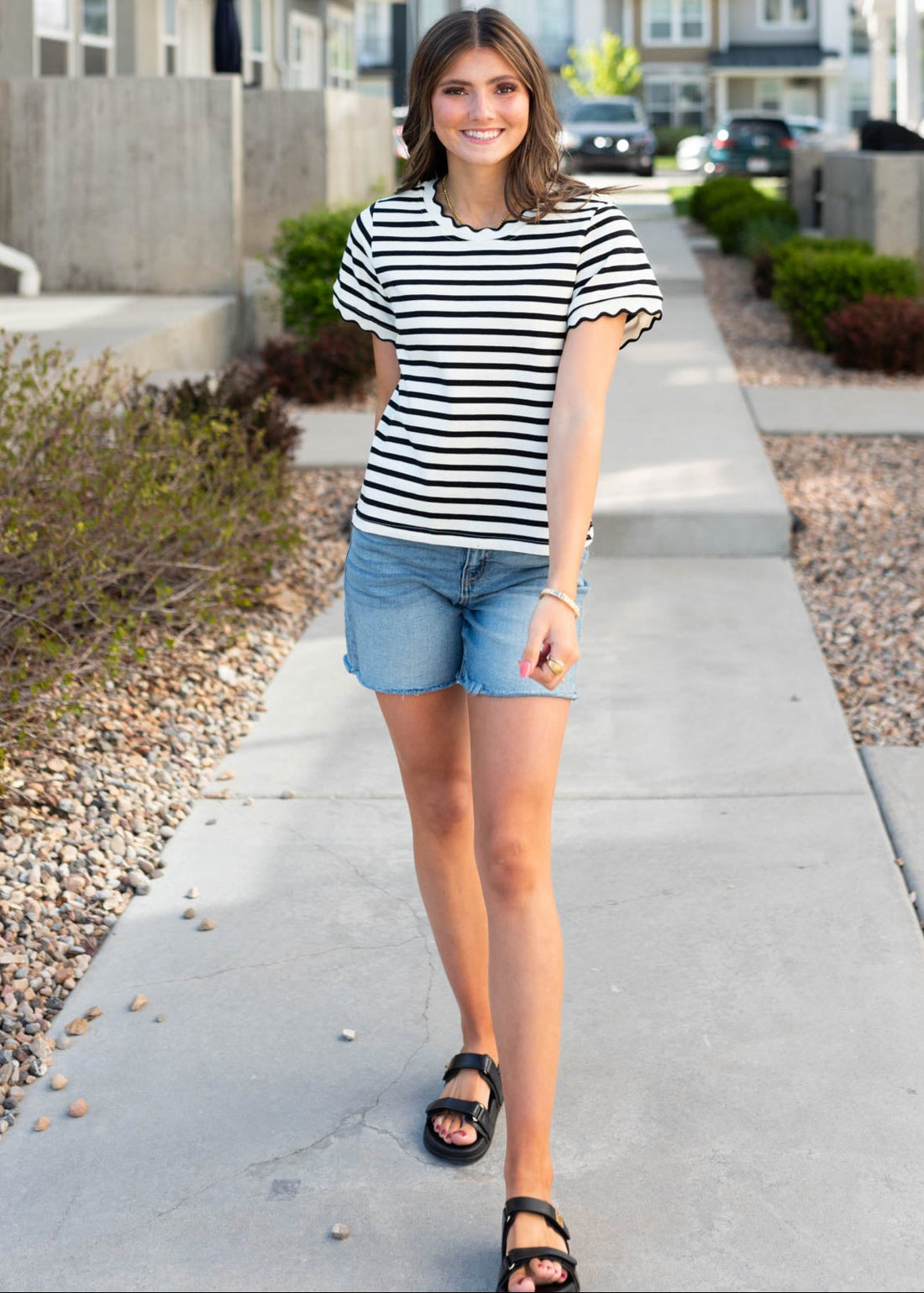 Chelsey Black Striped Top
