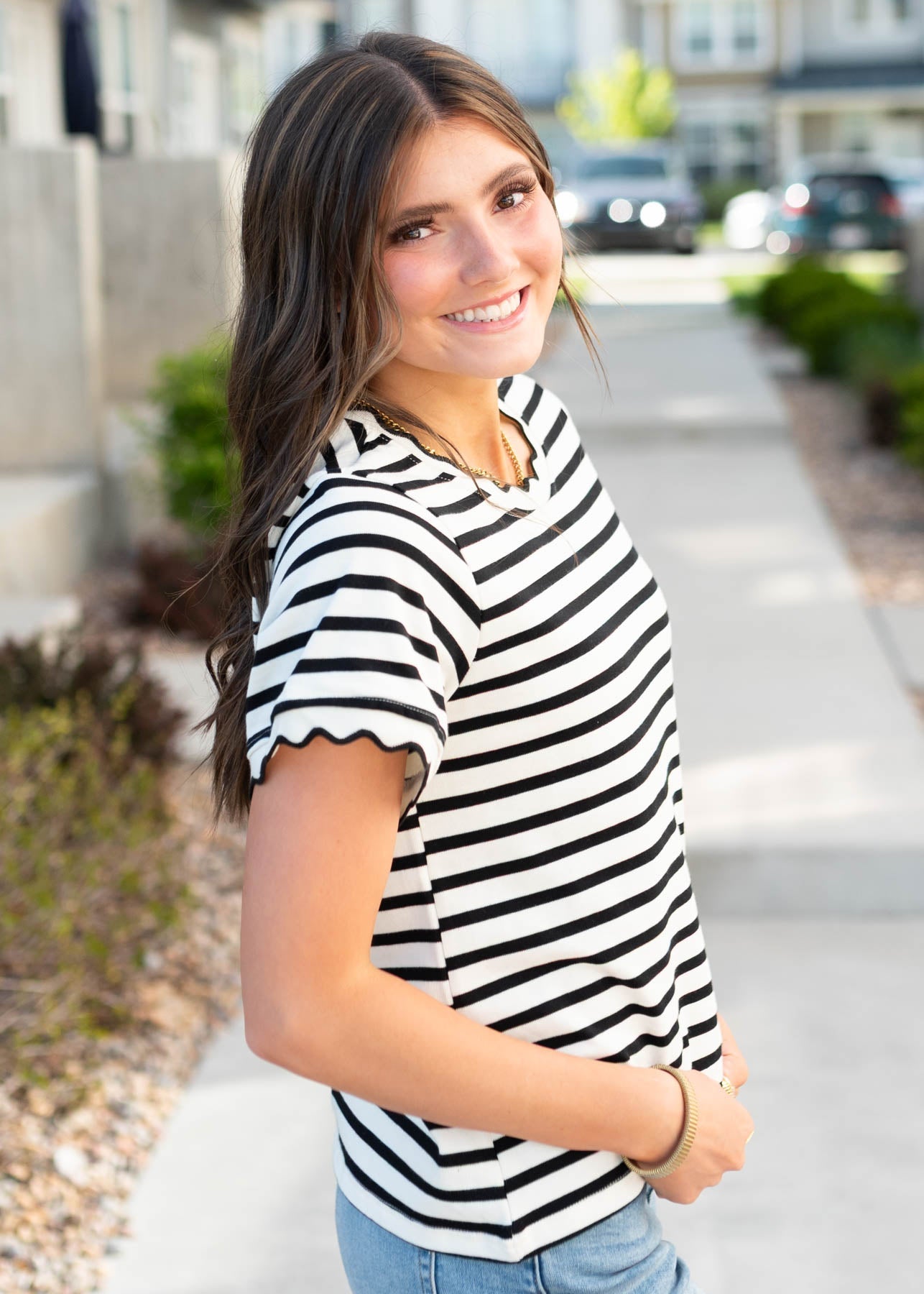 Chelsey Black Striped Top