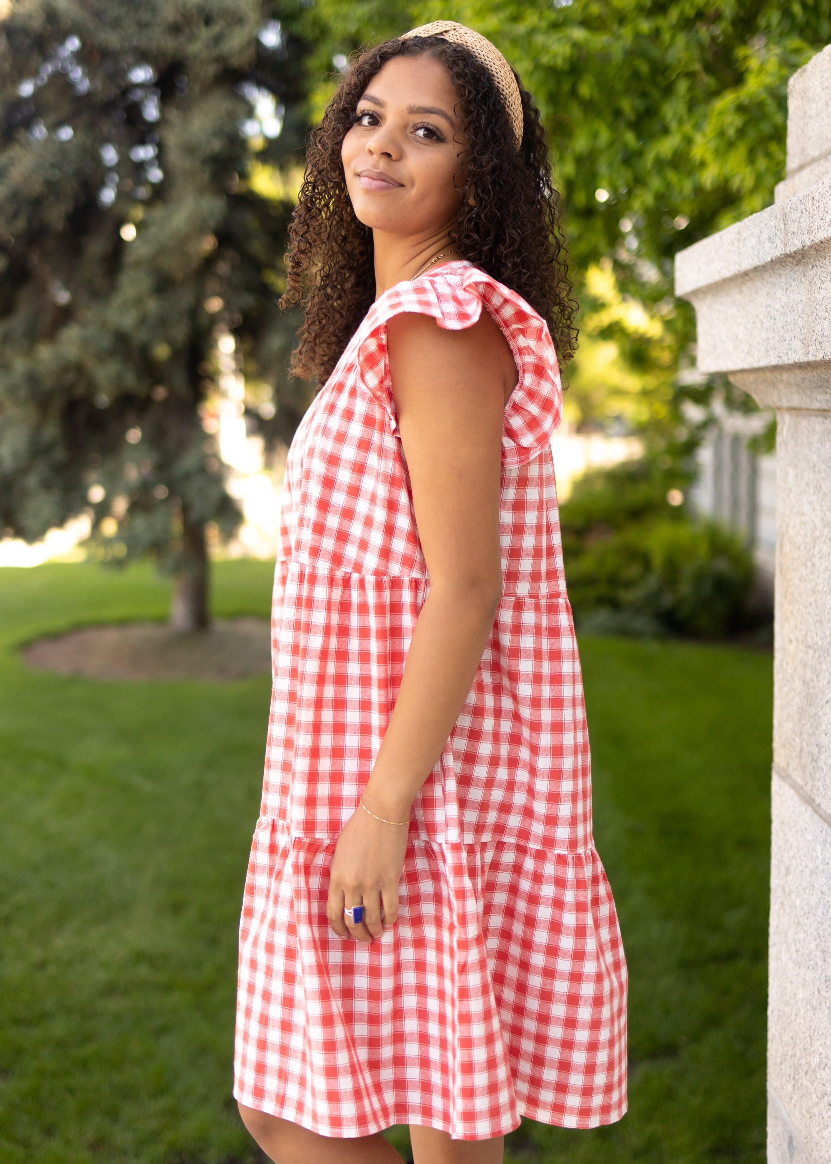 Cherrie Red Gingham Dress