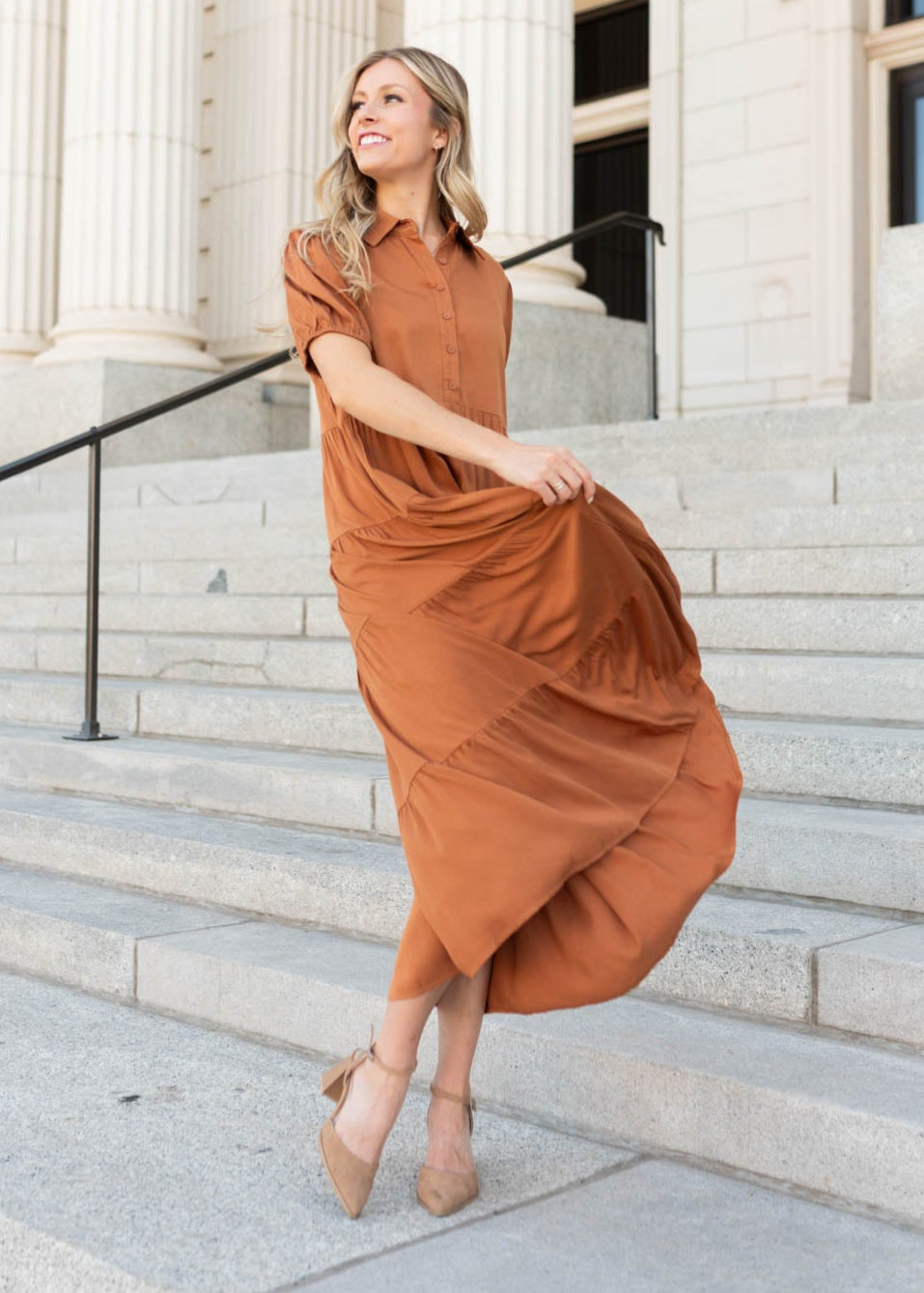Chestnut Tiered Dress