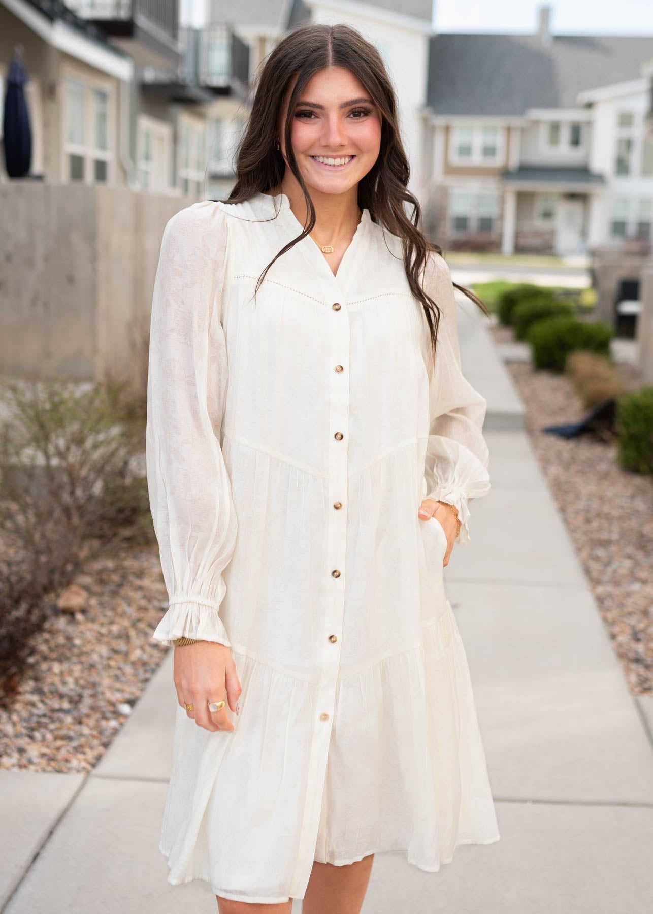 Christina Ivory Button Down Dress