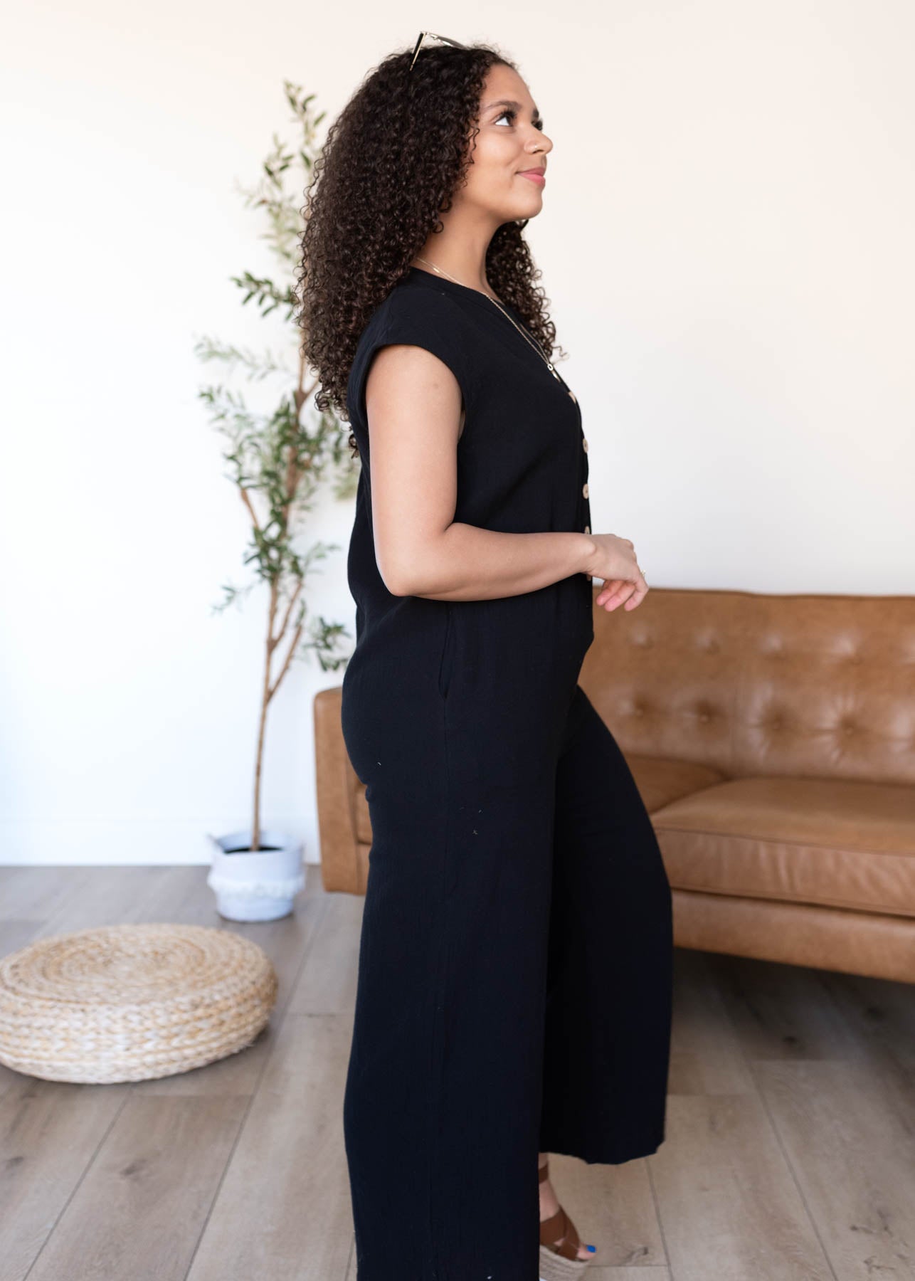 Ciara Black Button Up Jumpsuit