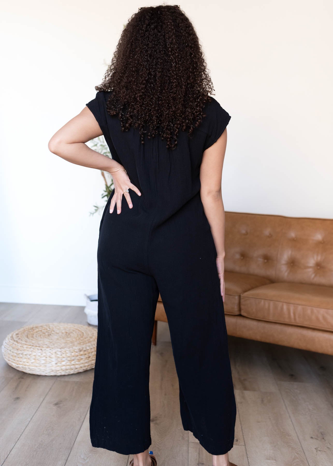 Ciara Black Button Up Jumpsuit