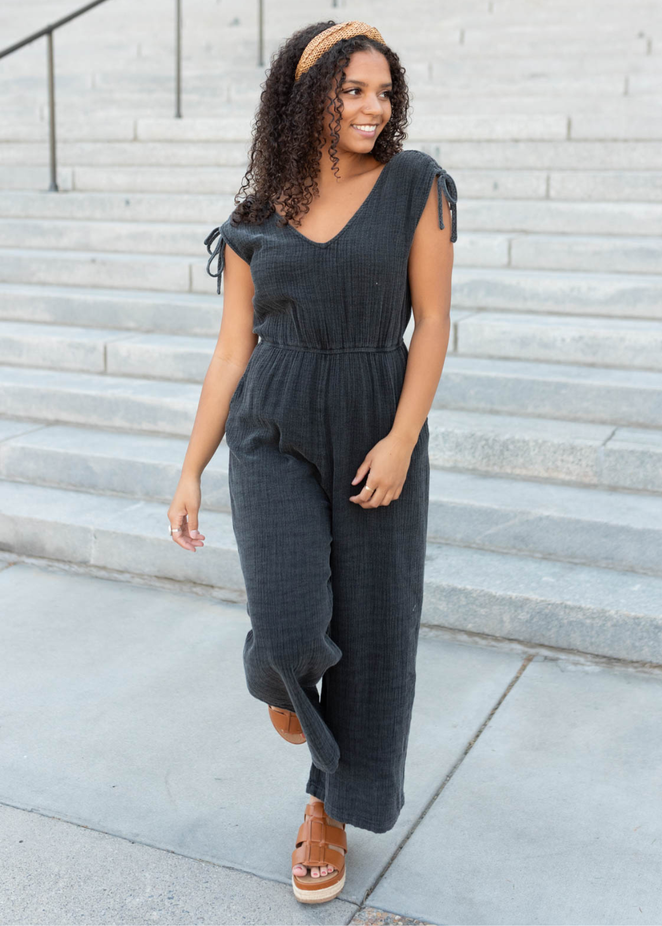 Cicily Black Mineral Wash Jumpsuit