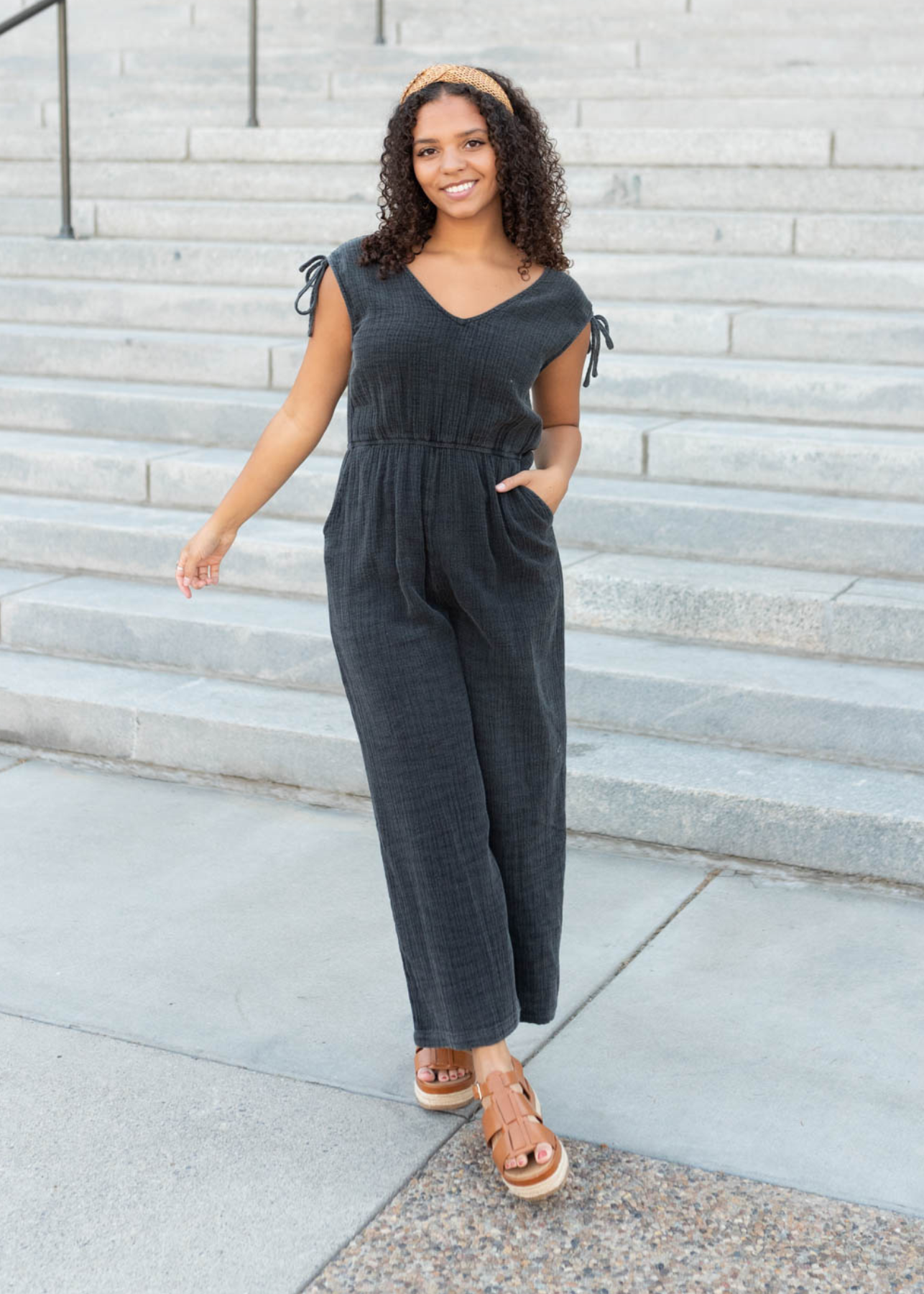 Cicily Black Mineral Wash Jumpsuit