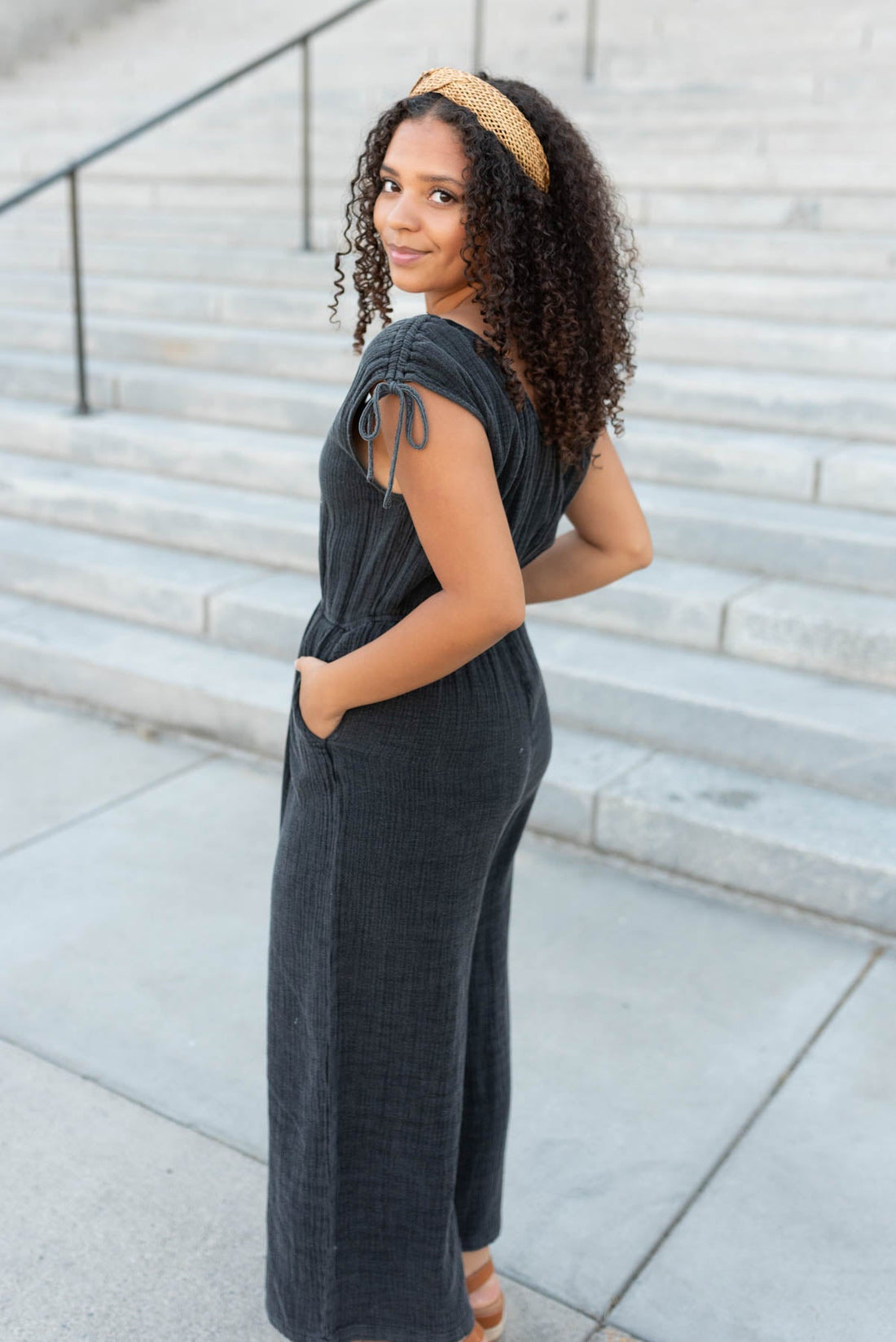 Cicily Black Mineral Wash Jumpsuit