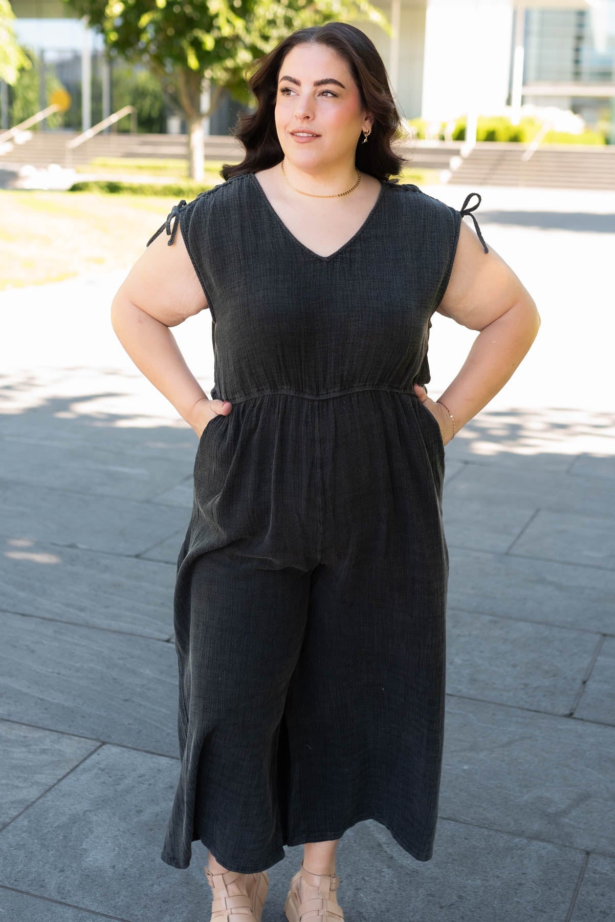 Cicily Black Mineral Wash Jumpsuit