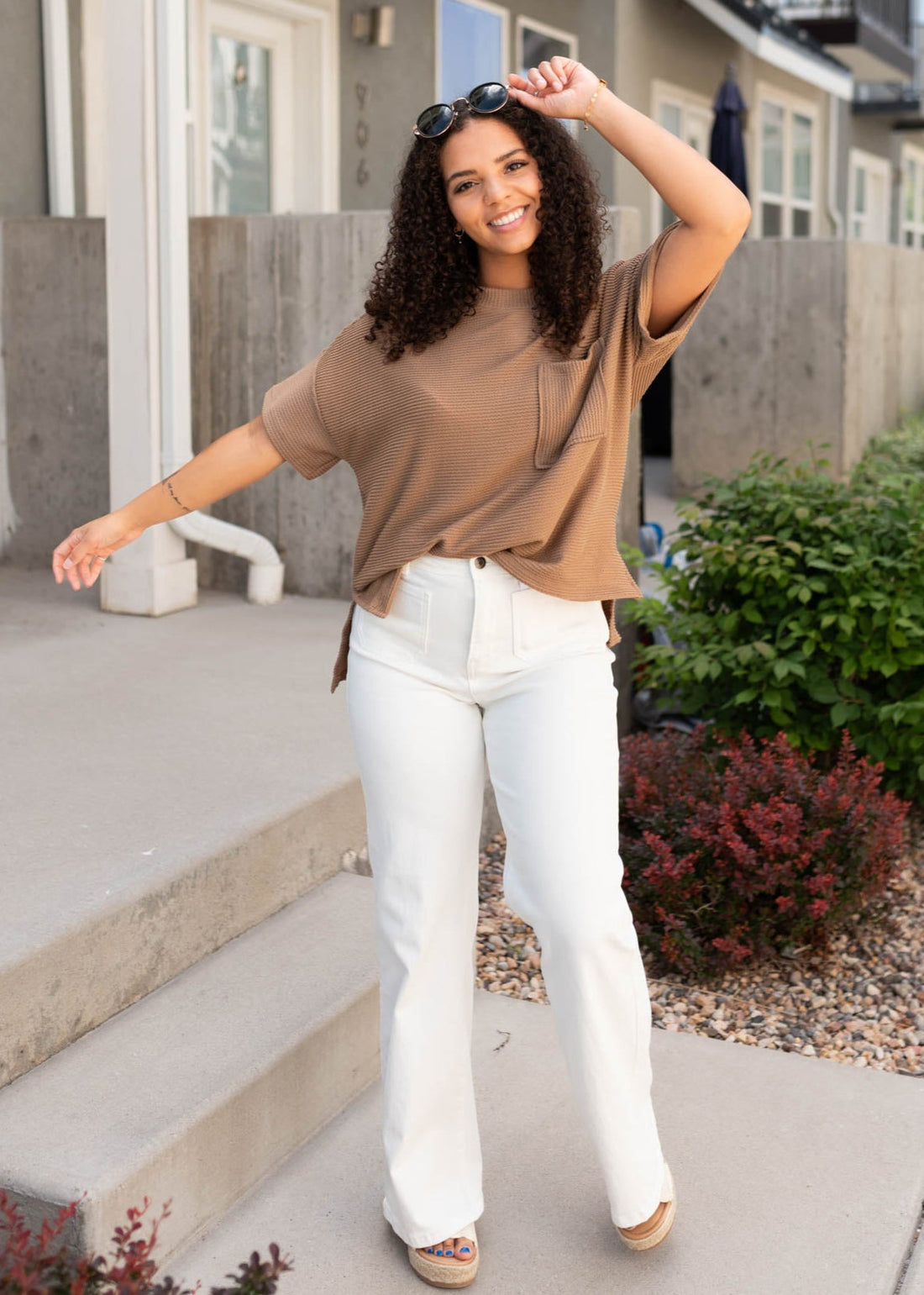 Cindy Light Mocha Textured Top