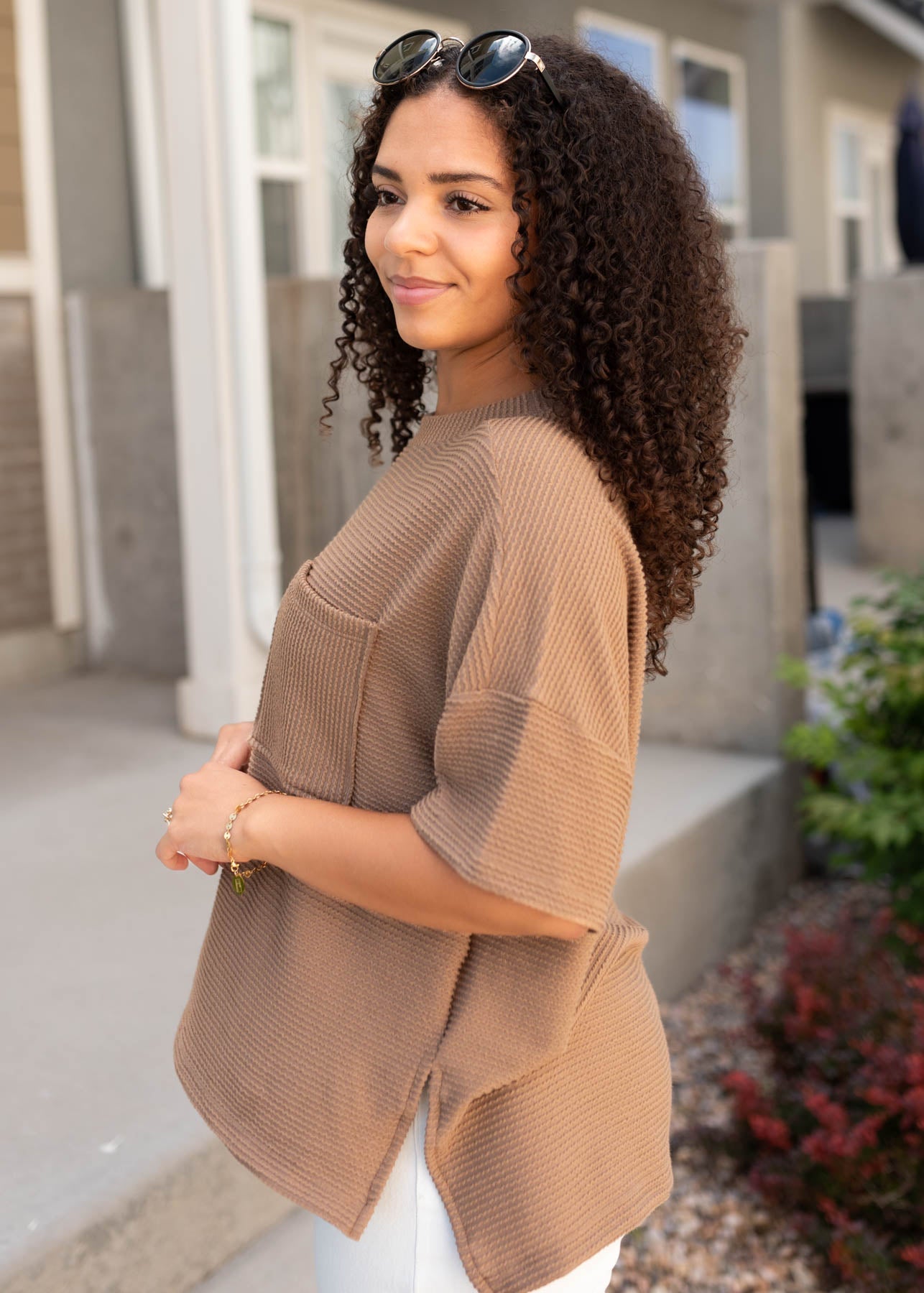 Cindy Light Mocha Textured Top