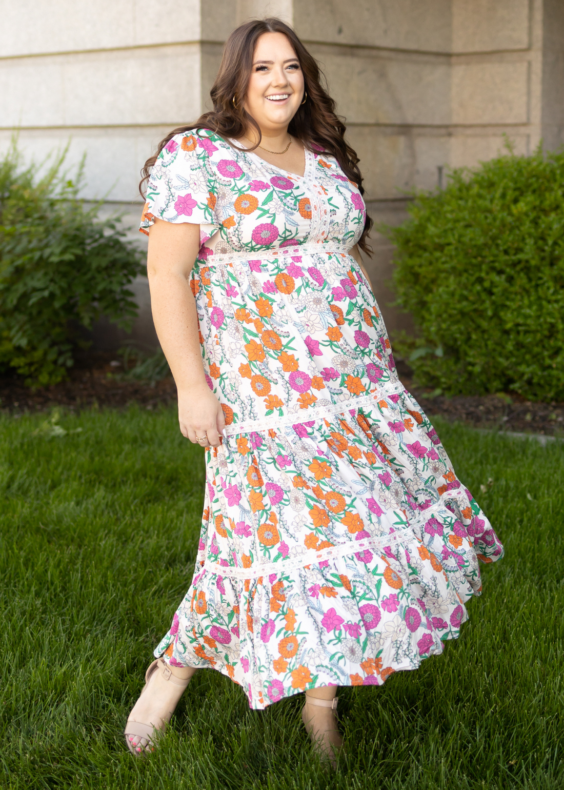 Claire Tan Floral Dress