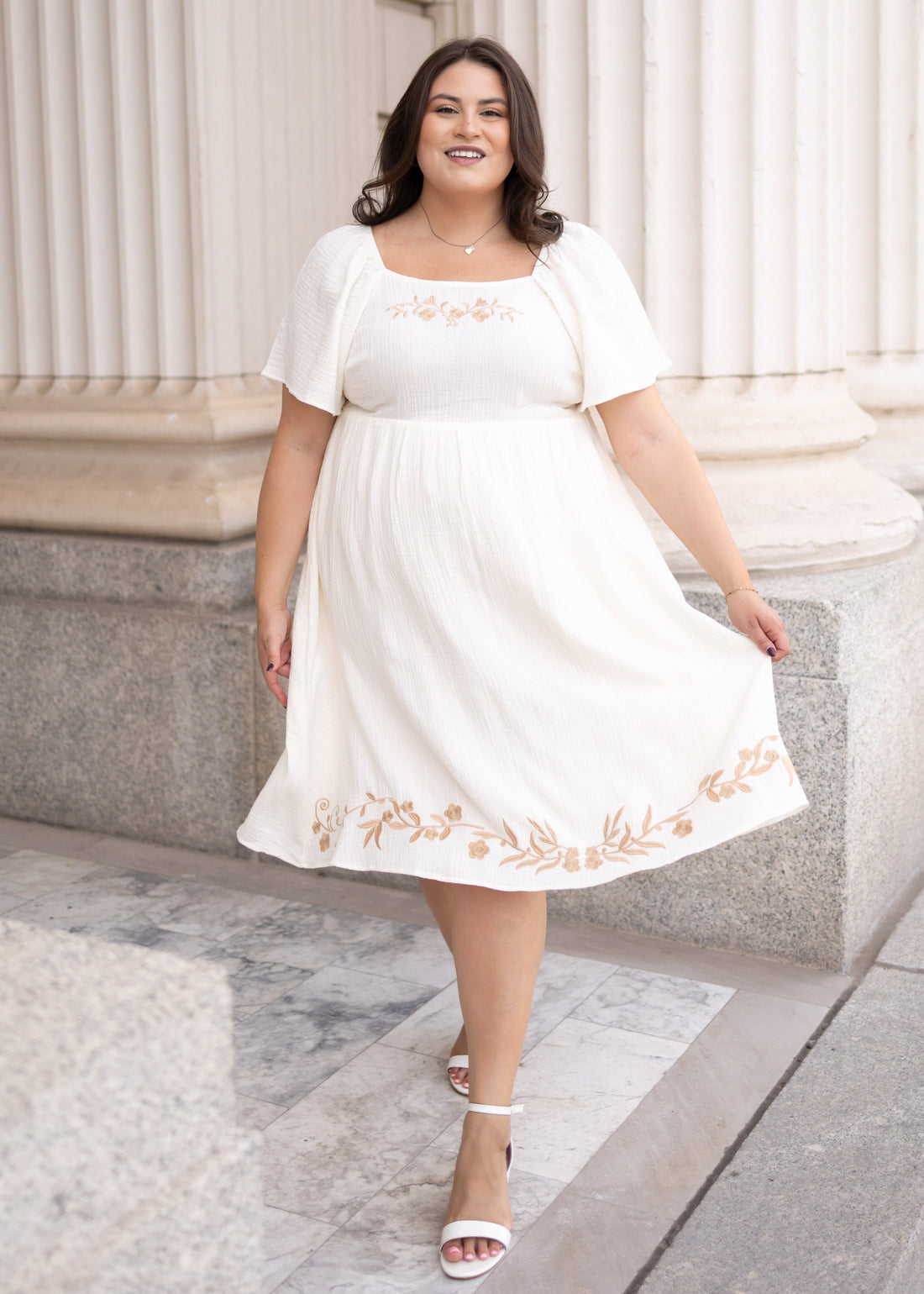 Clarisse Ivory Embroidered Dress