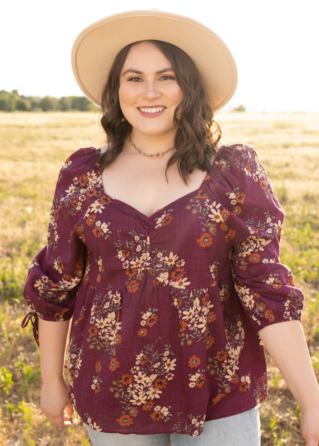 Cordelia Plum Floral Top