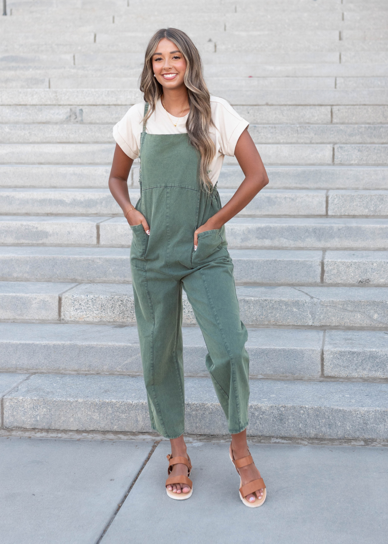 Cordyline Hunter Green Washed Jumpsuit