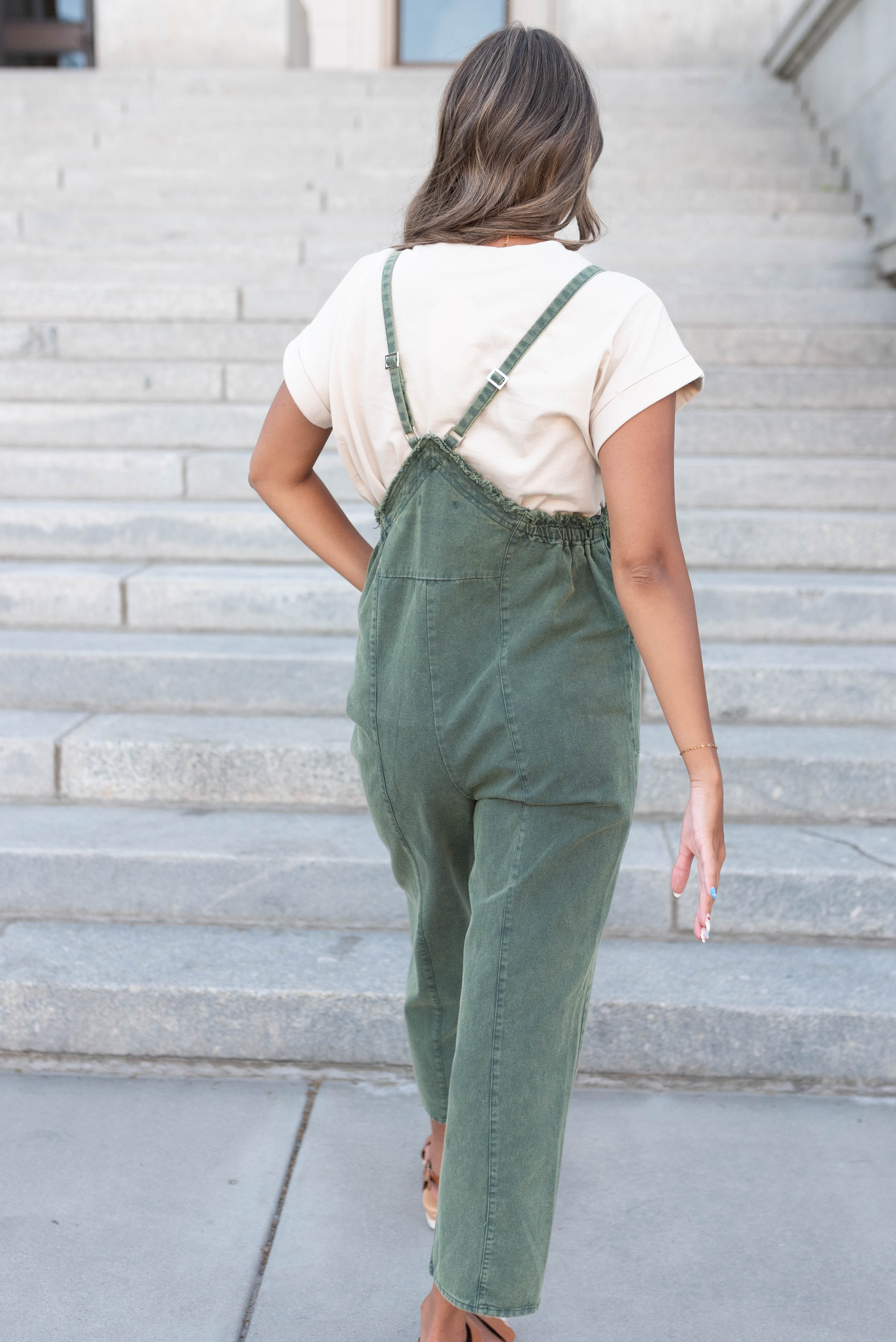 Cordyline Hunter Green Washed Jumpsuit