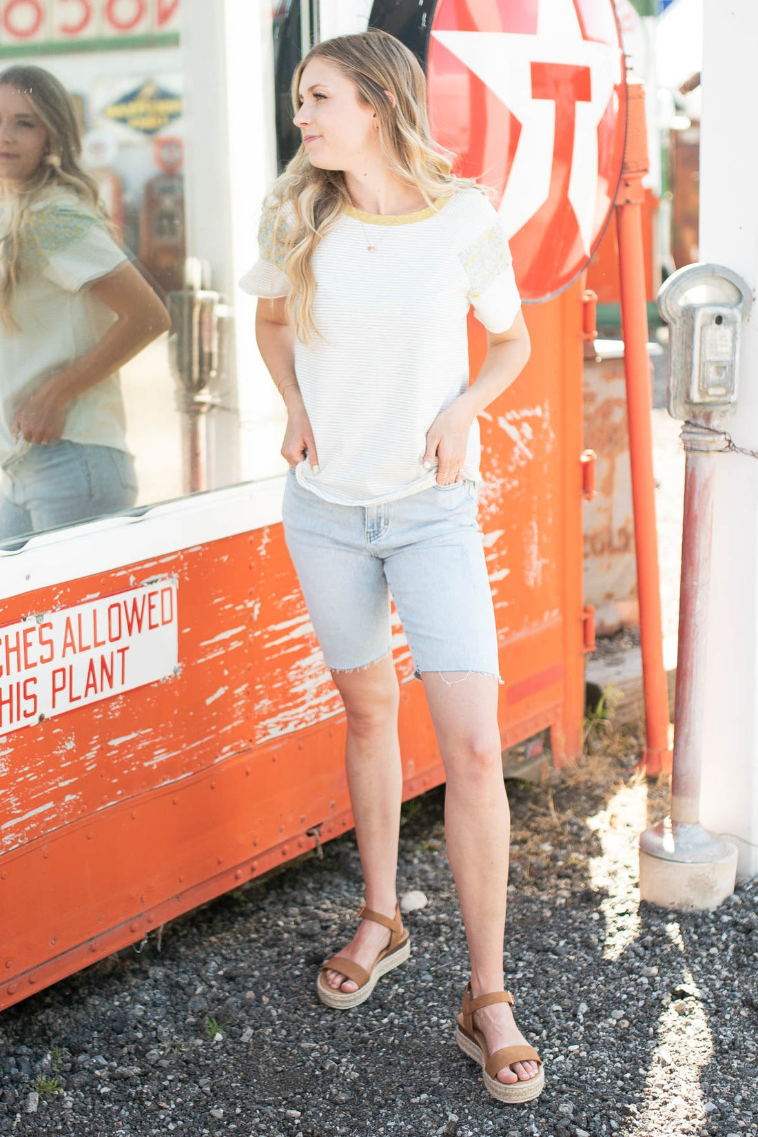 Cori White Striped Top