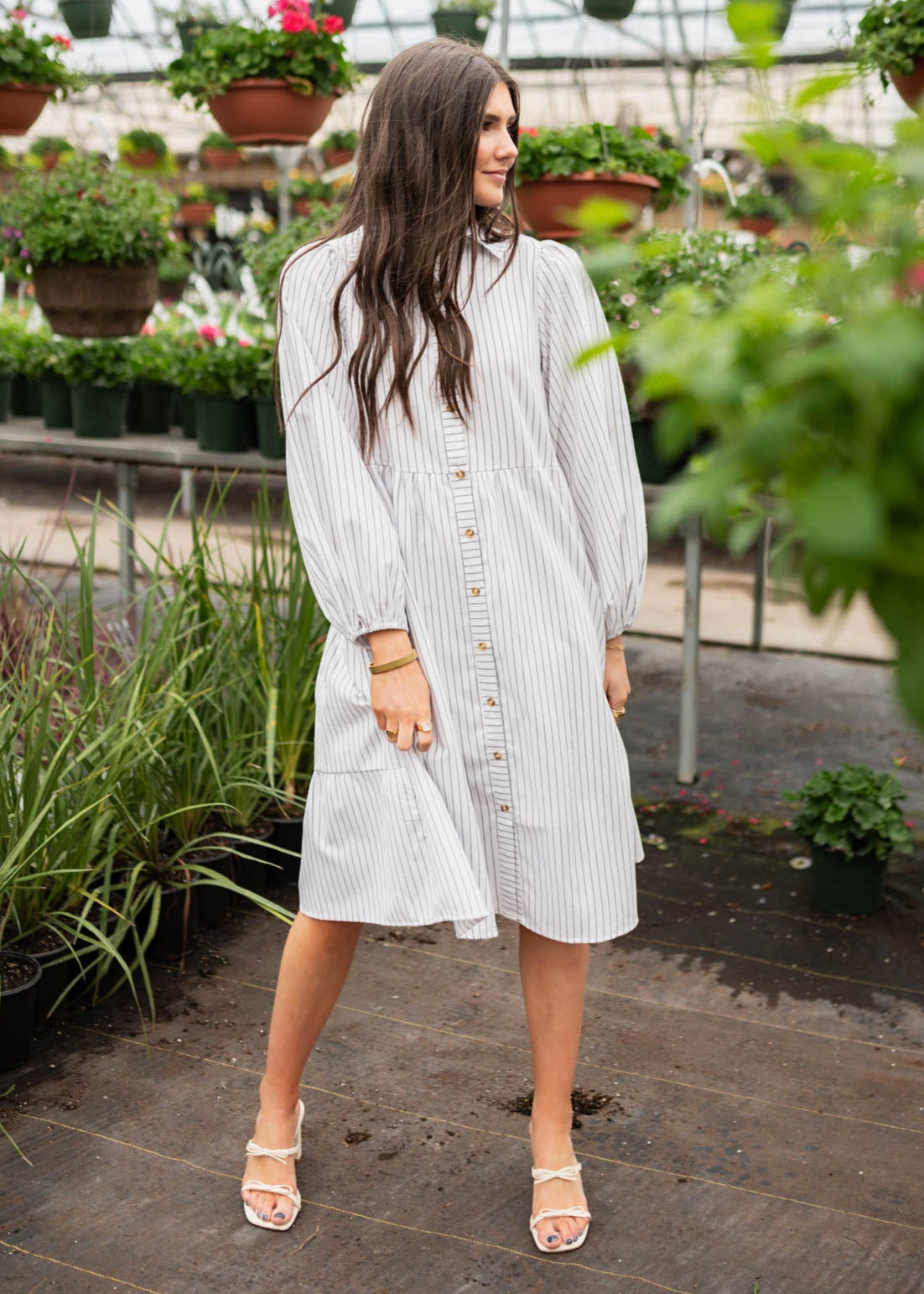 Corinne White Stripe Dress