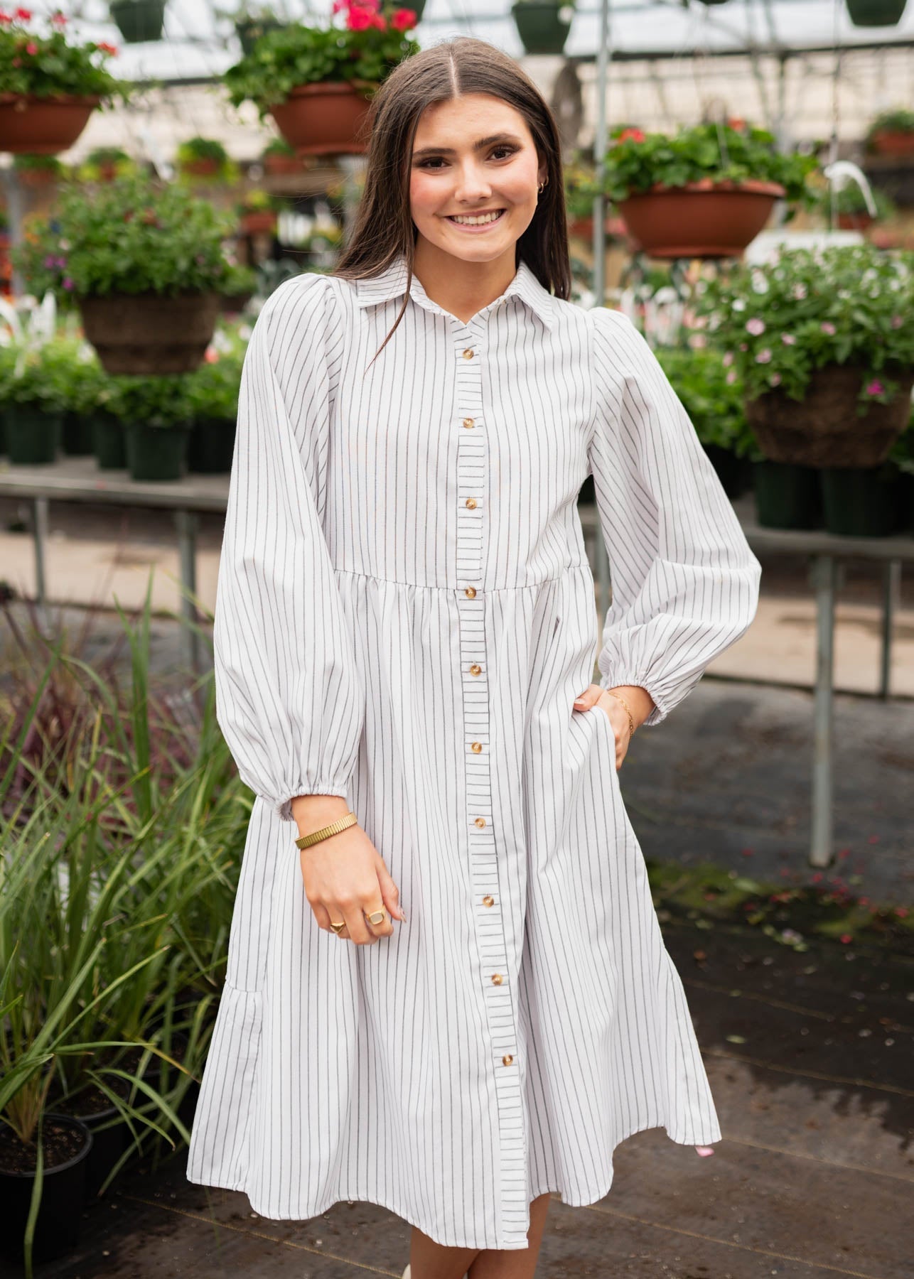 Corinne White Stripe Dress