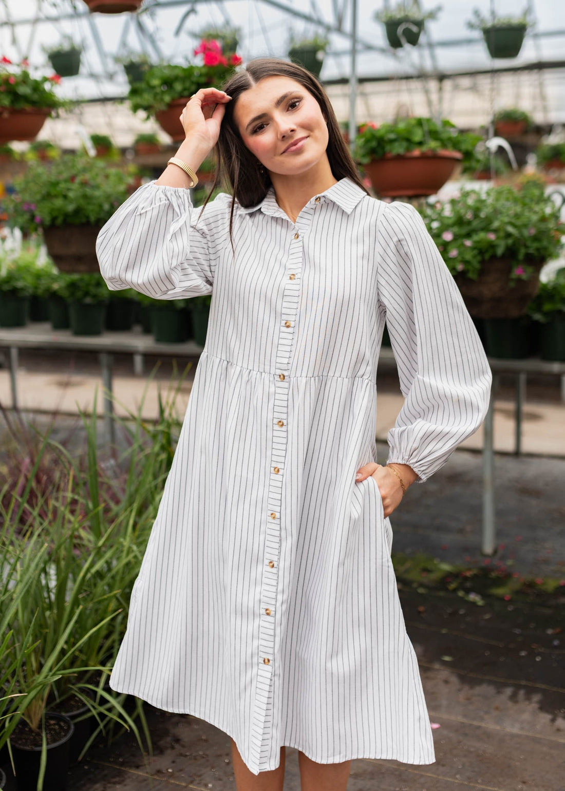 Corinne White Stripe Dress