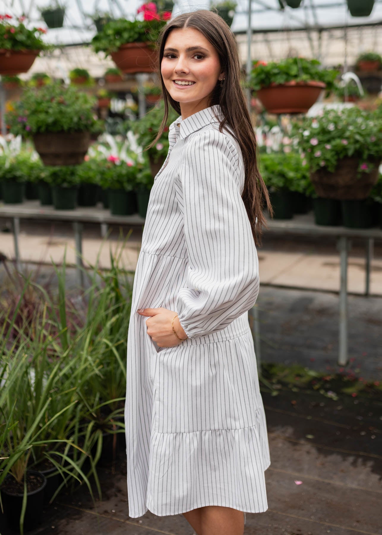 Corinne White Stripe Dress