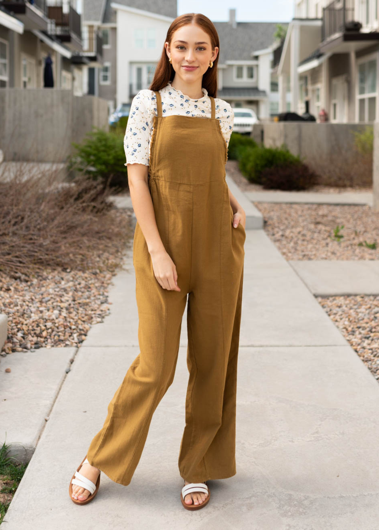 Cortlynn Dark Mustard Washed Jumpsuit