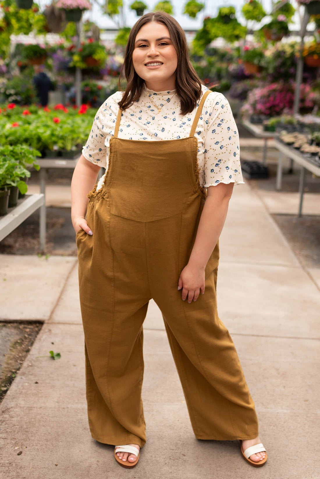 Cortlynn Dark Mustard Washed Jumpsuit