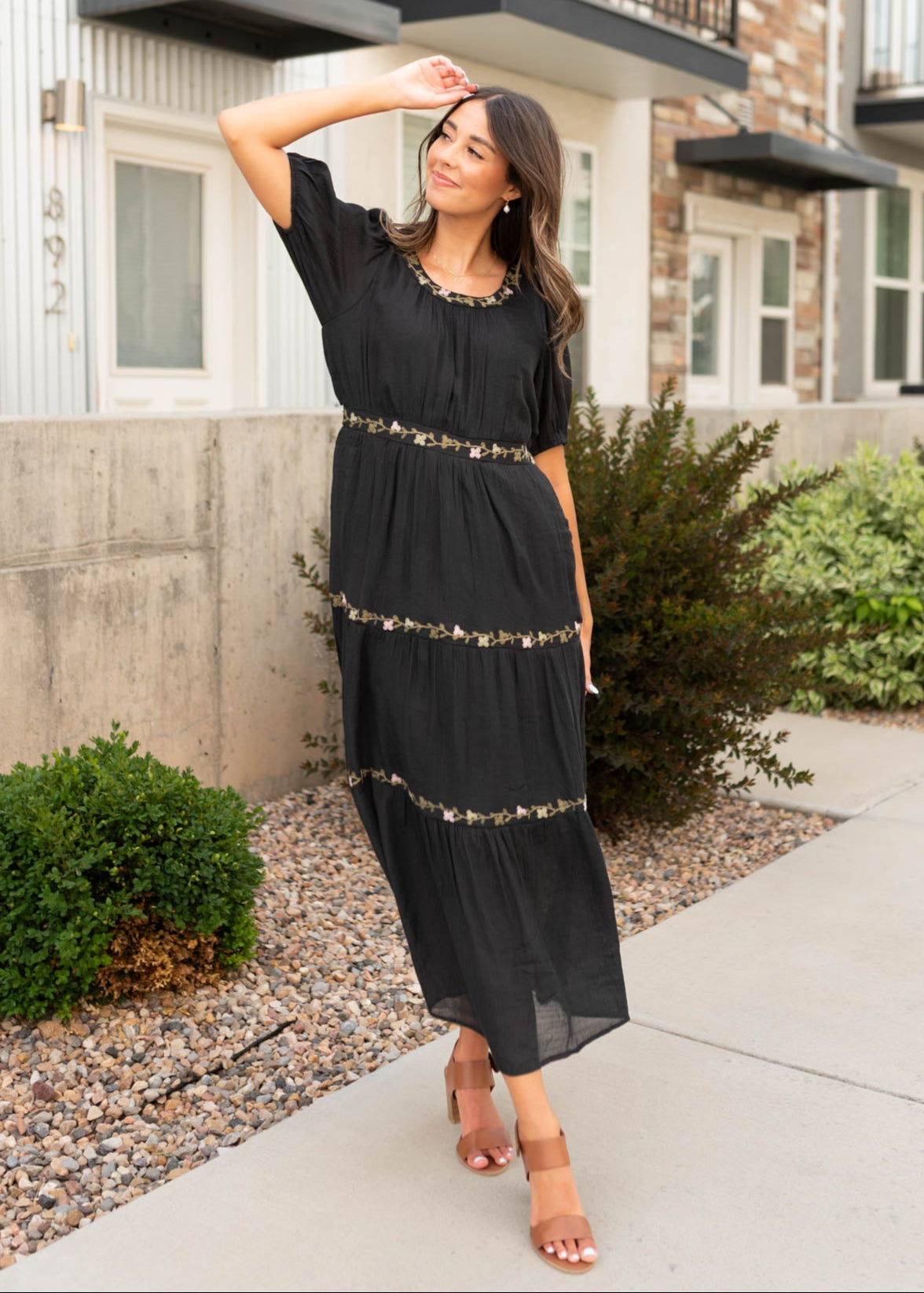Courtney Black Embroidered Dress