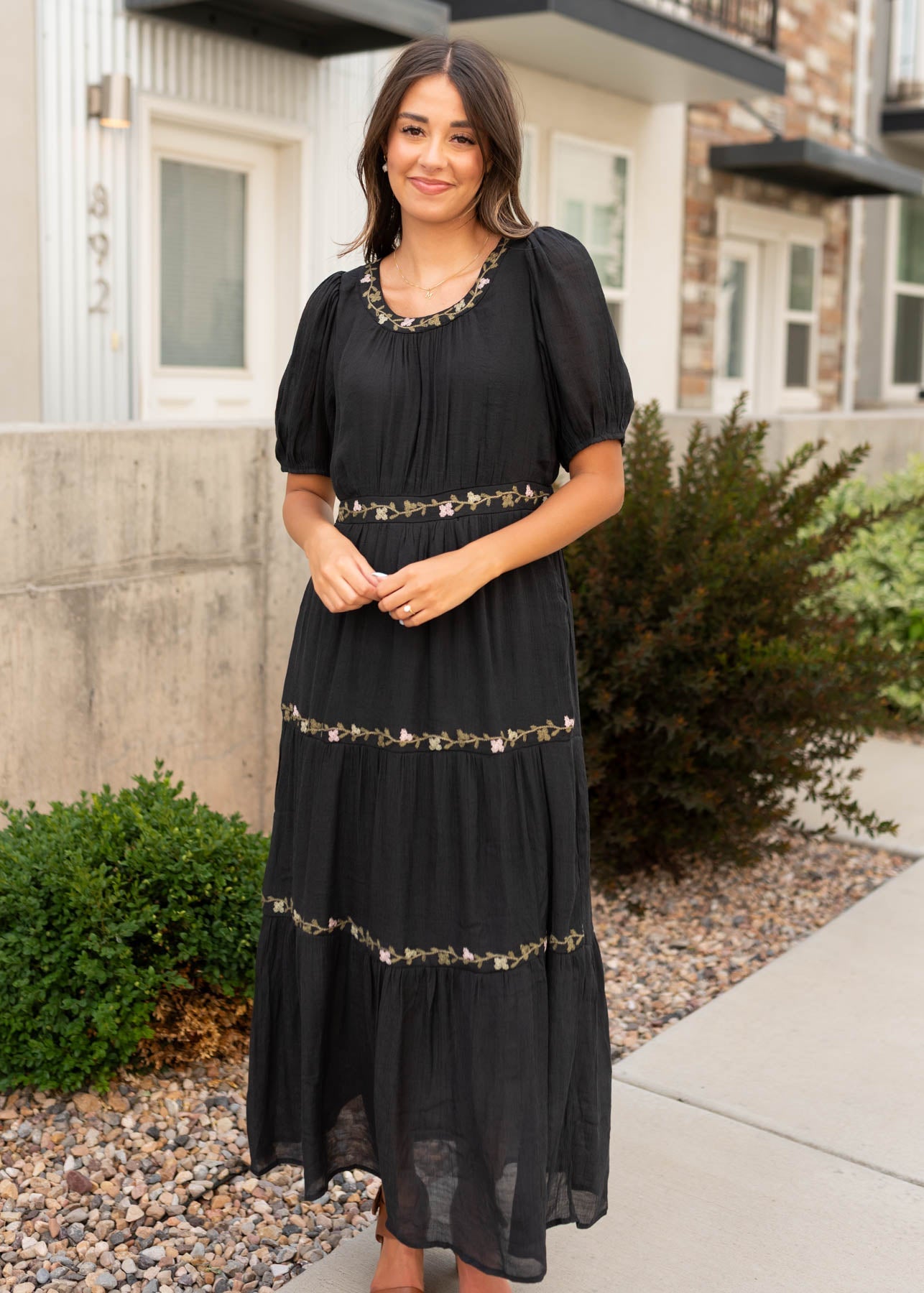 Courtney Black Embroidered Dress