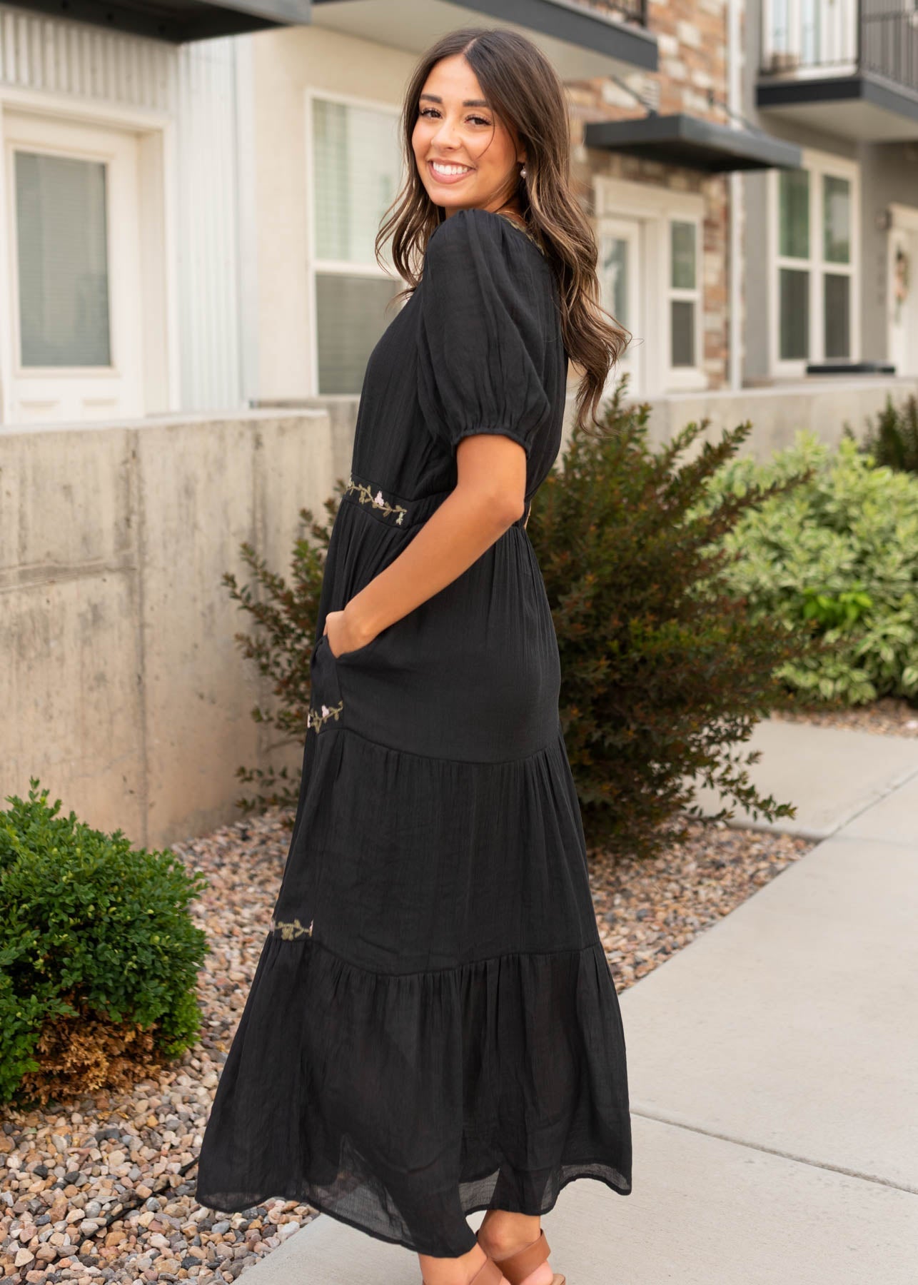 Courtney Black Embroidered Dress