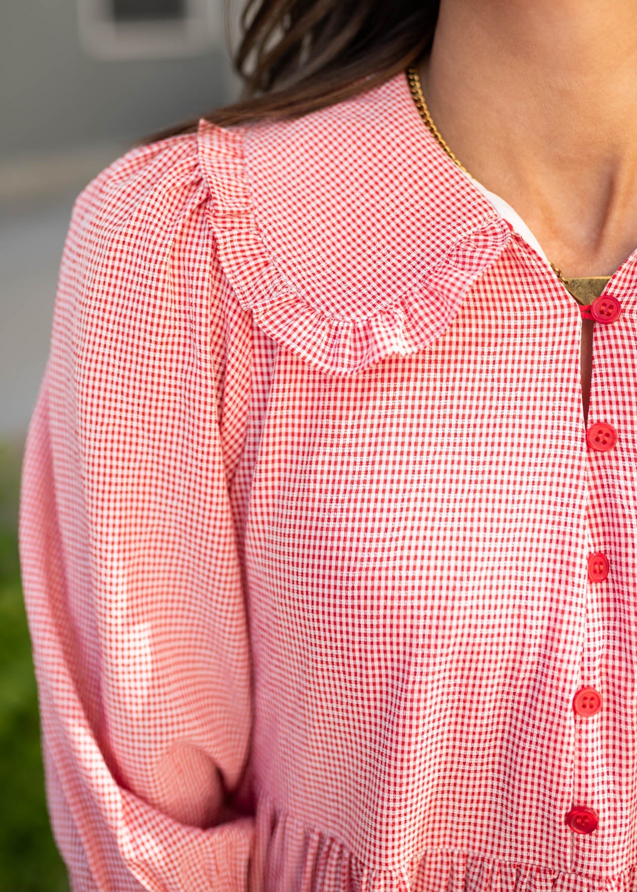 Macie Red Gingham Dress