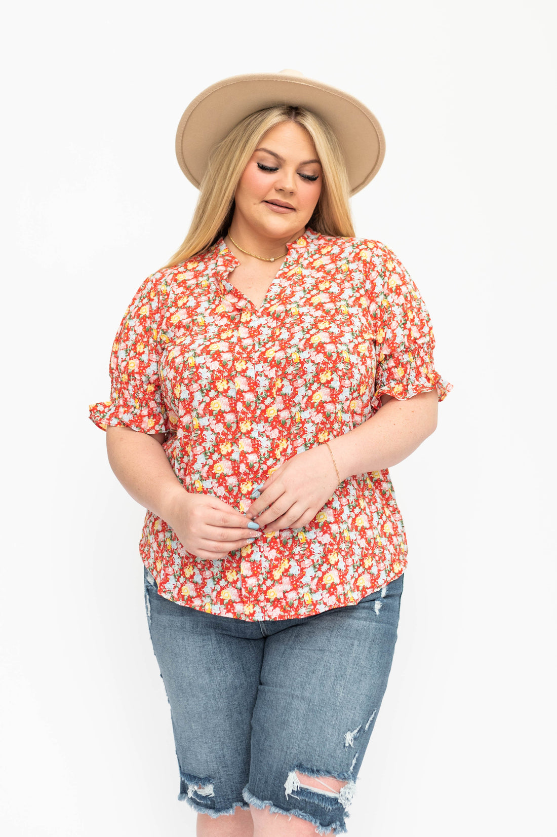 Annika Red Floral Top