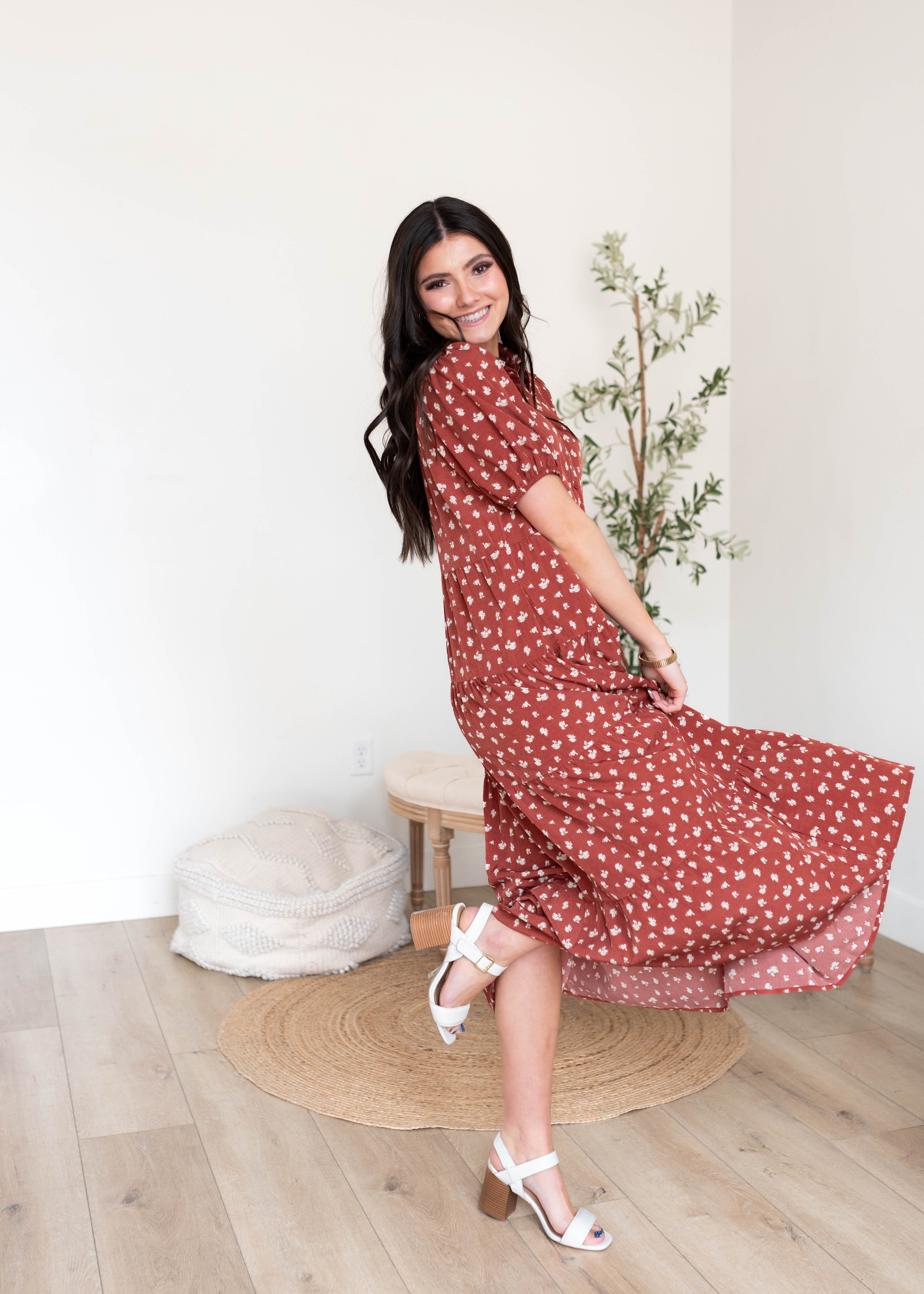 Phoebe Terracotta Collared Dress