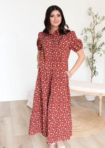 Phoebe Terracotta Collared Dress