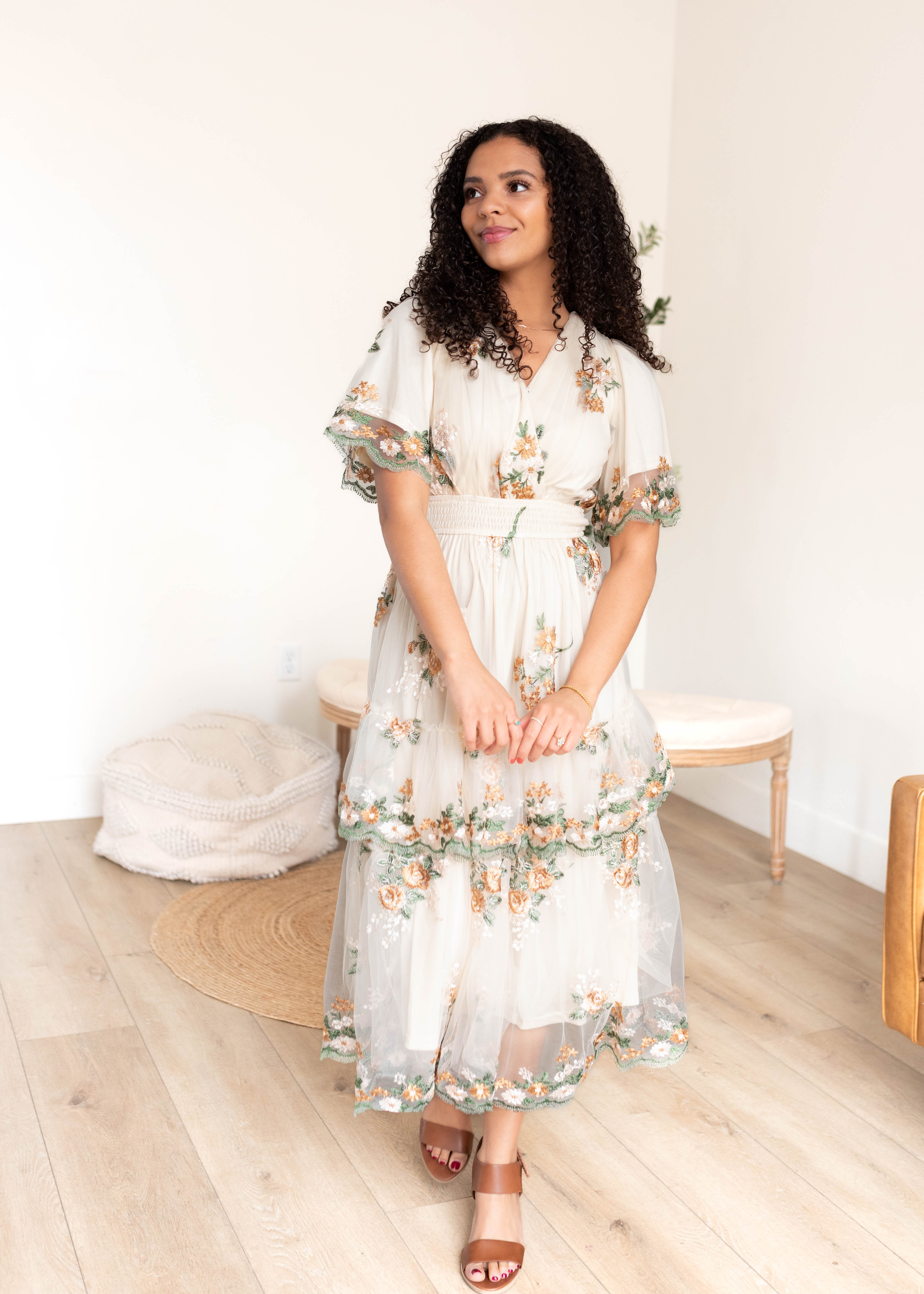 Wild Flower Taupe Dress