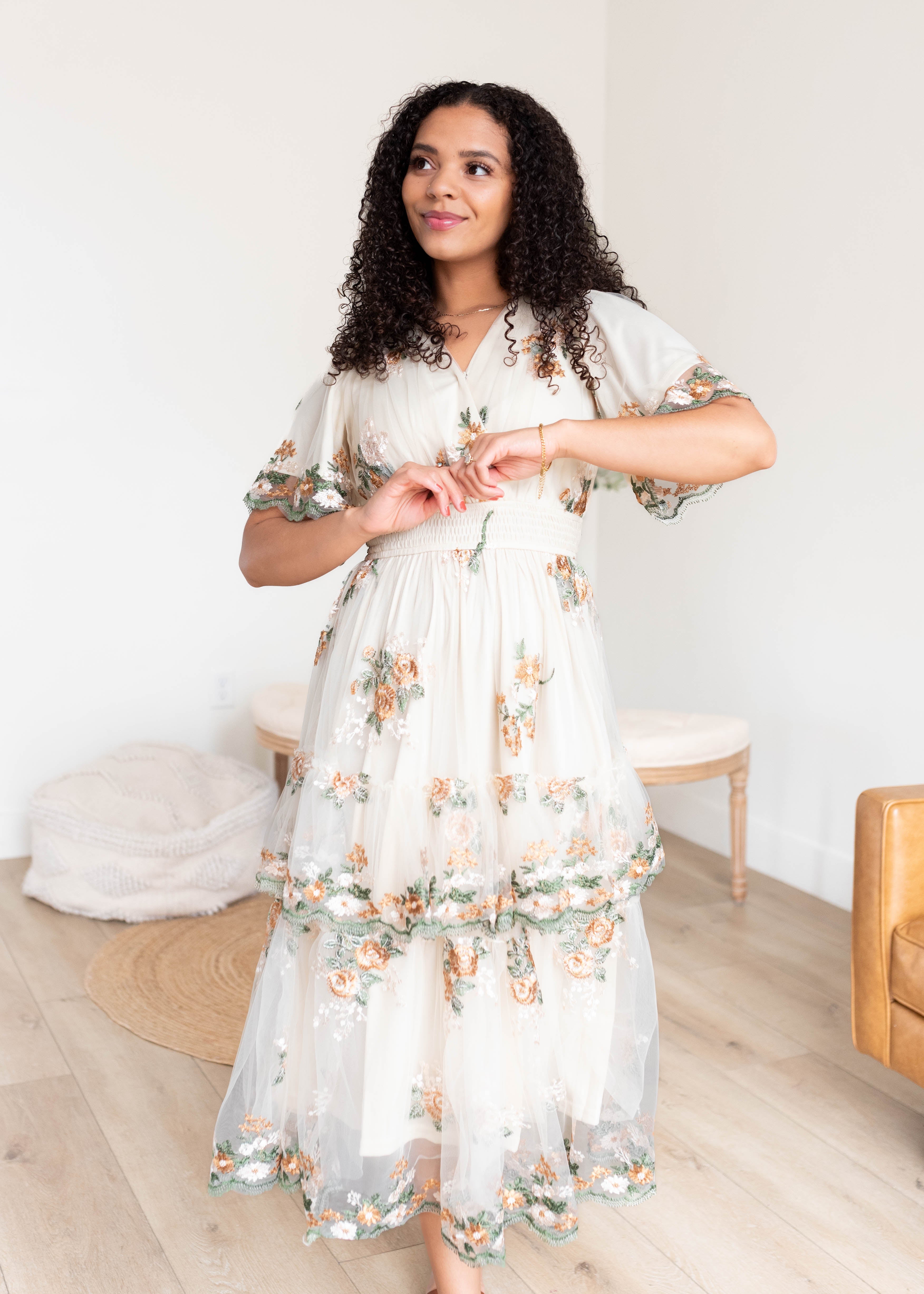 Wild Flower Taupe Dress
