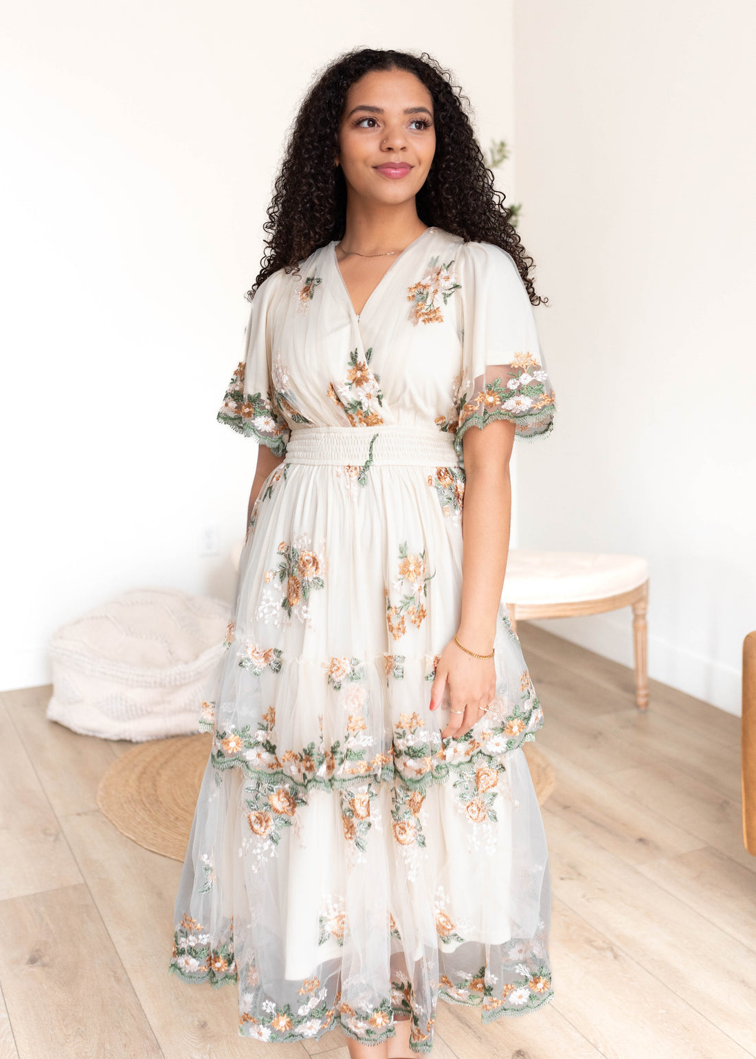 Wild Flower Taupe Dress