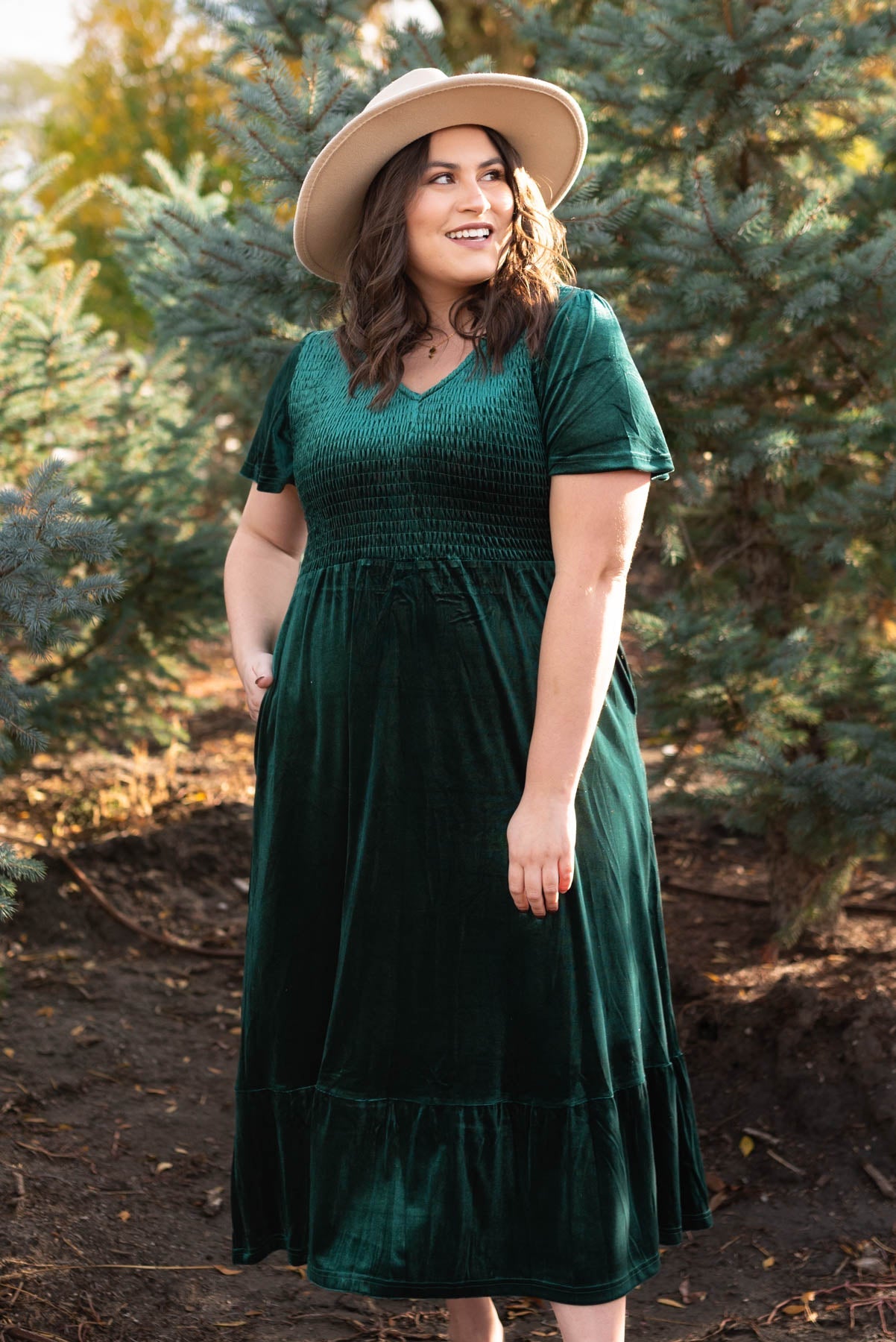 Noel Evergreen Velvet Maxi Dress