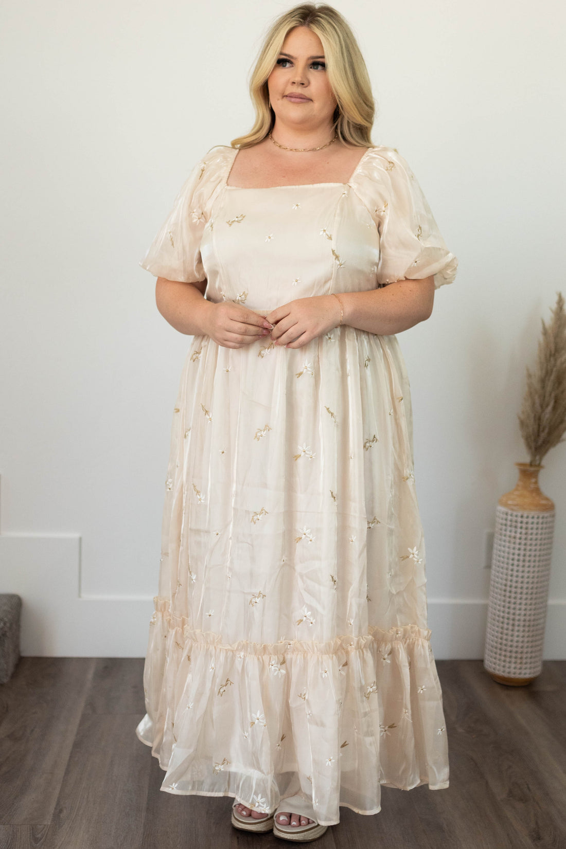 Elara Cream Floral Dress