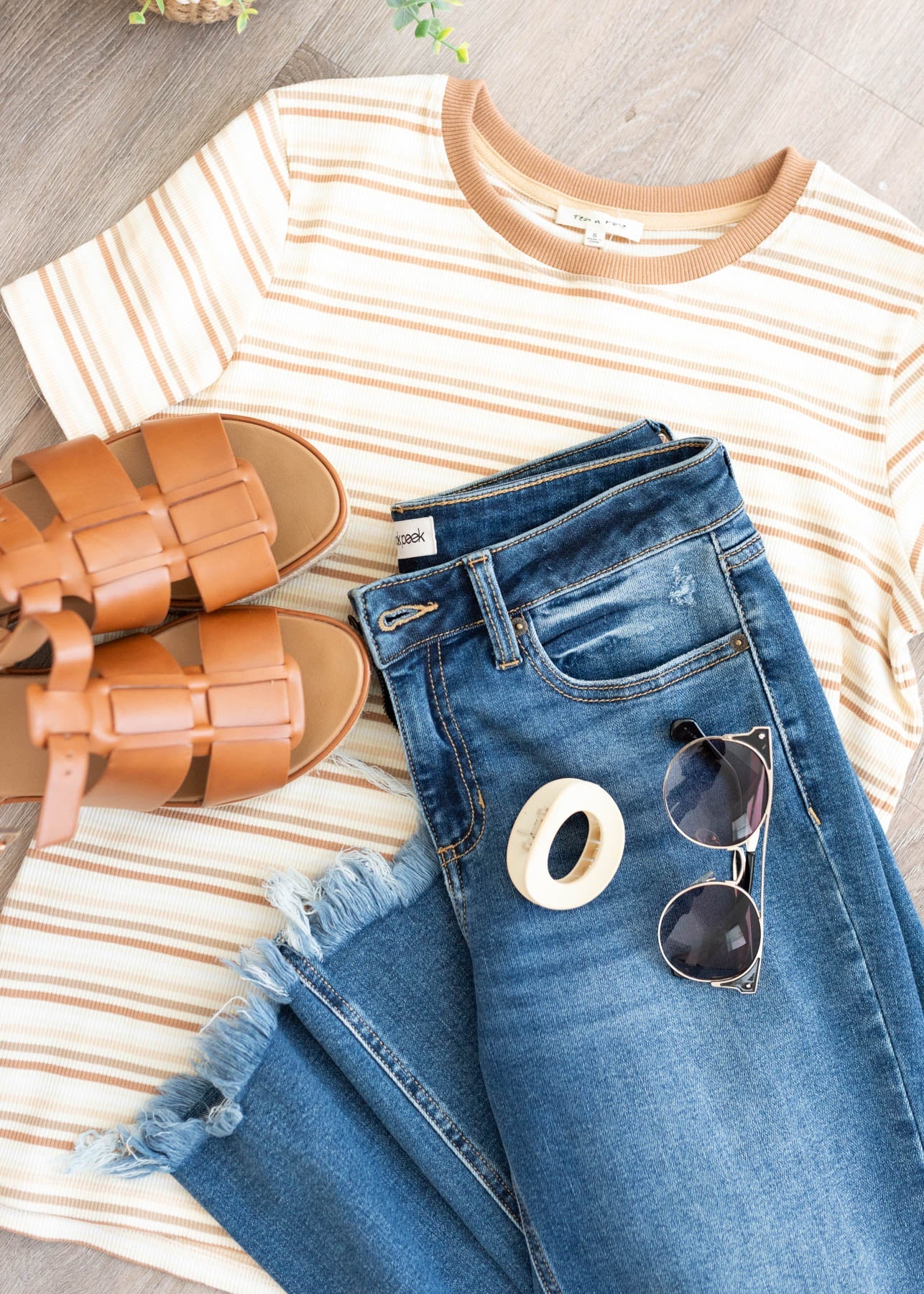Daisy Taupe Stripe Top