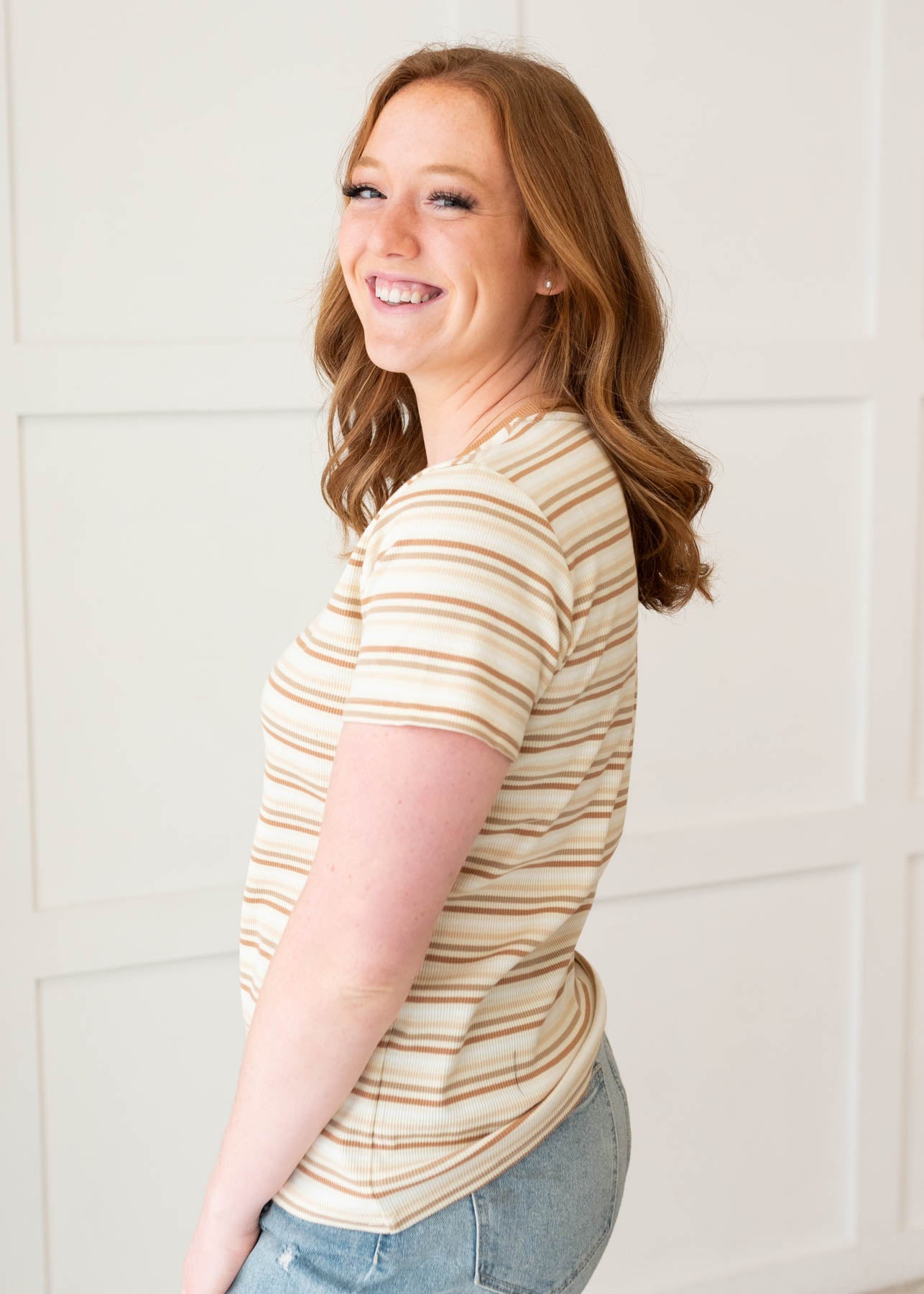 Daisy Taupe Stripe Top