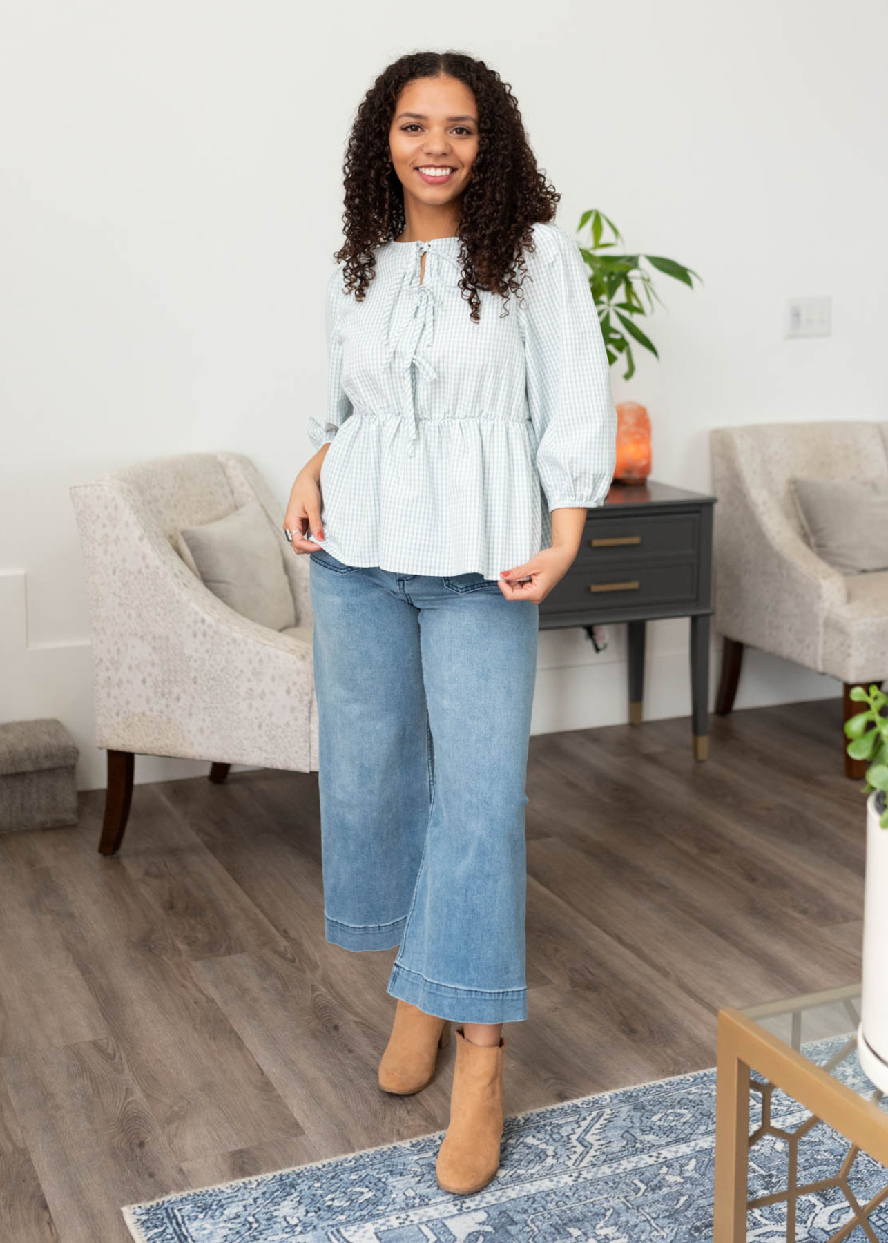 Dalia Light Blue Stripe Top