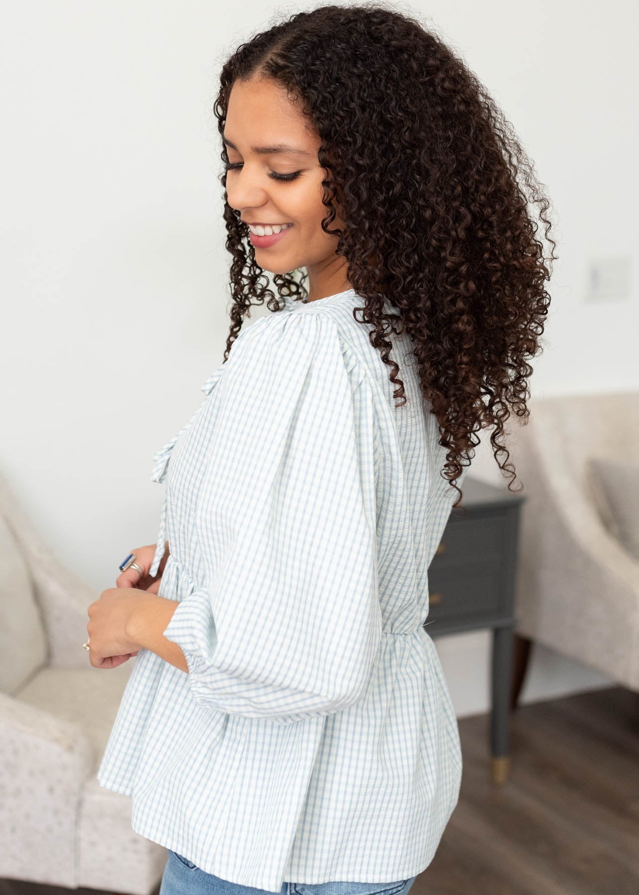 Dalia Light Blue Stripe Top