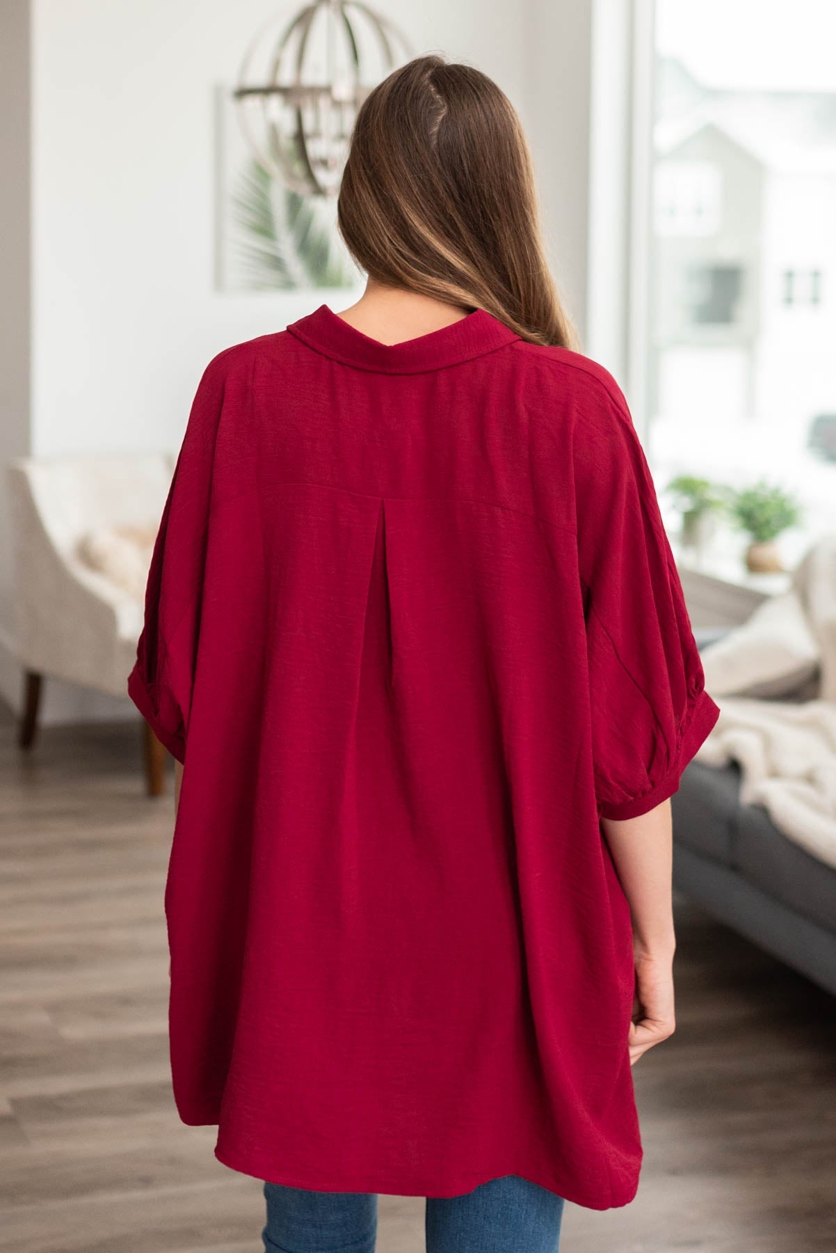 Dana Burgundy Button Down Blouse