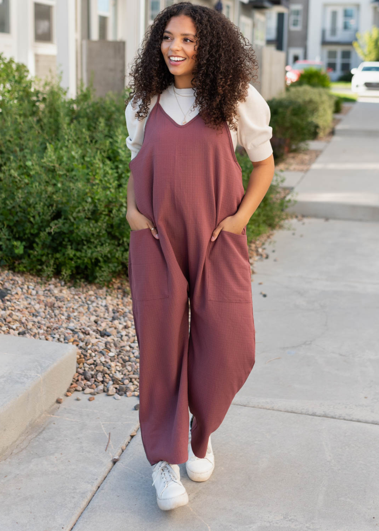Dana Mahogany Woven Overalls